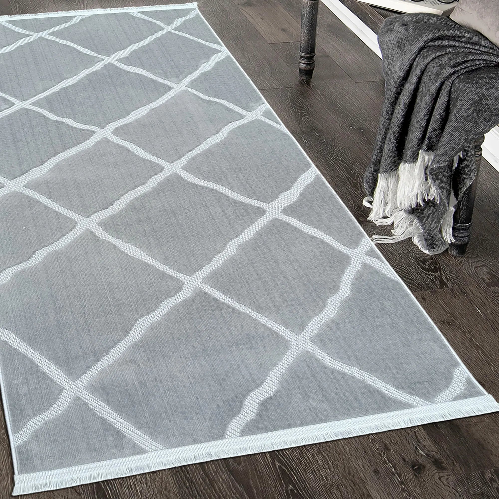 Geometric Stride Rug Gray - Bella Rugs