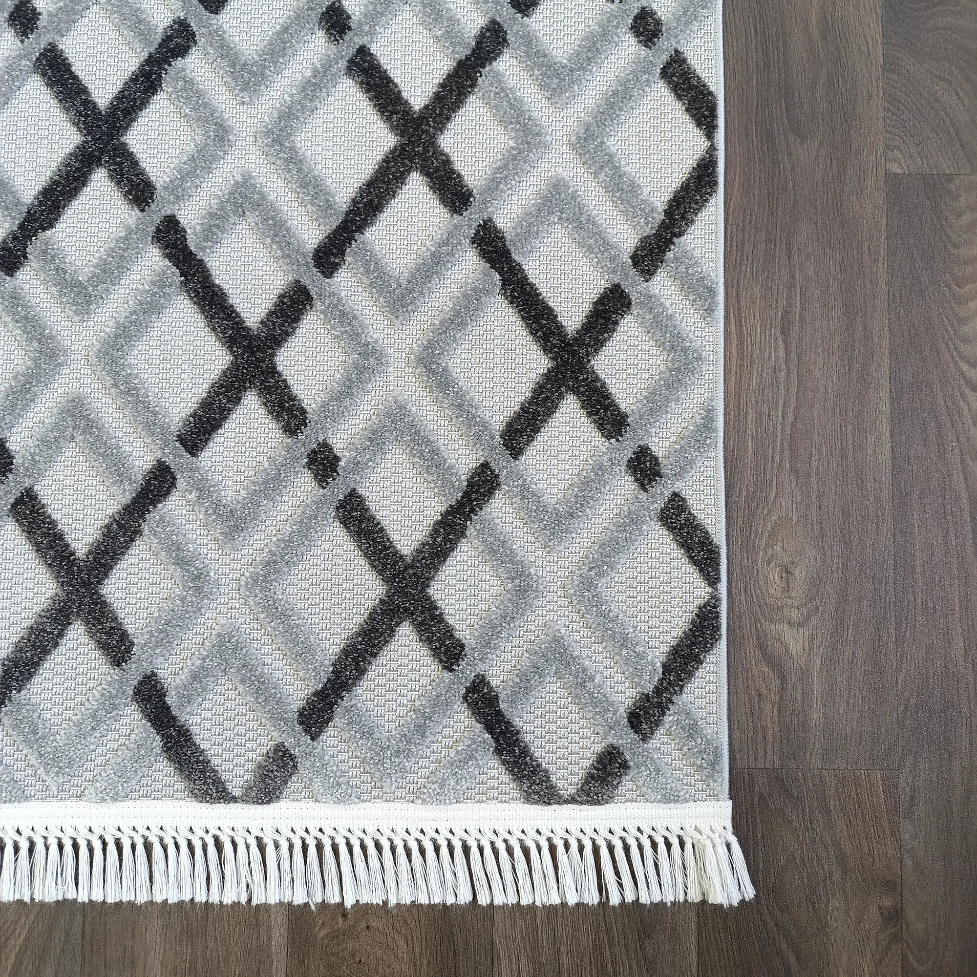 Cross Weave Anthracite Rug - Bella Rugs