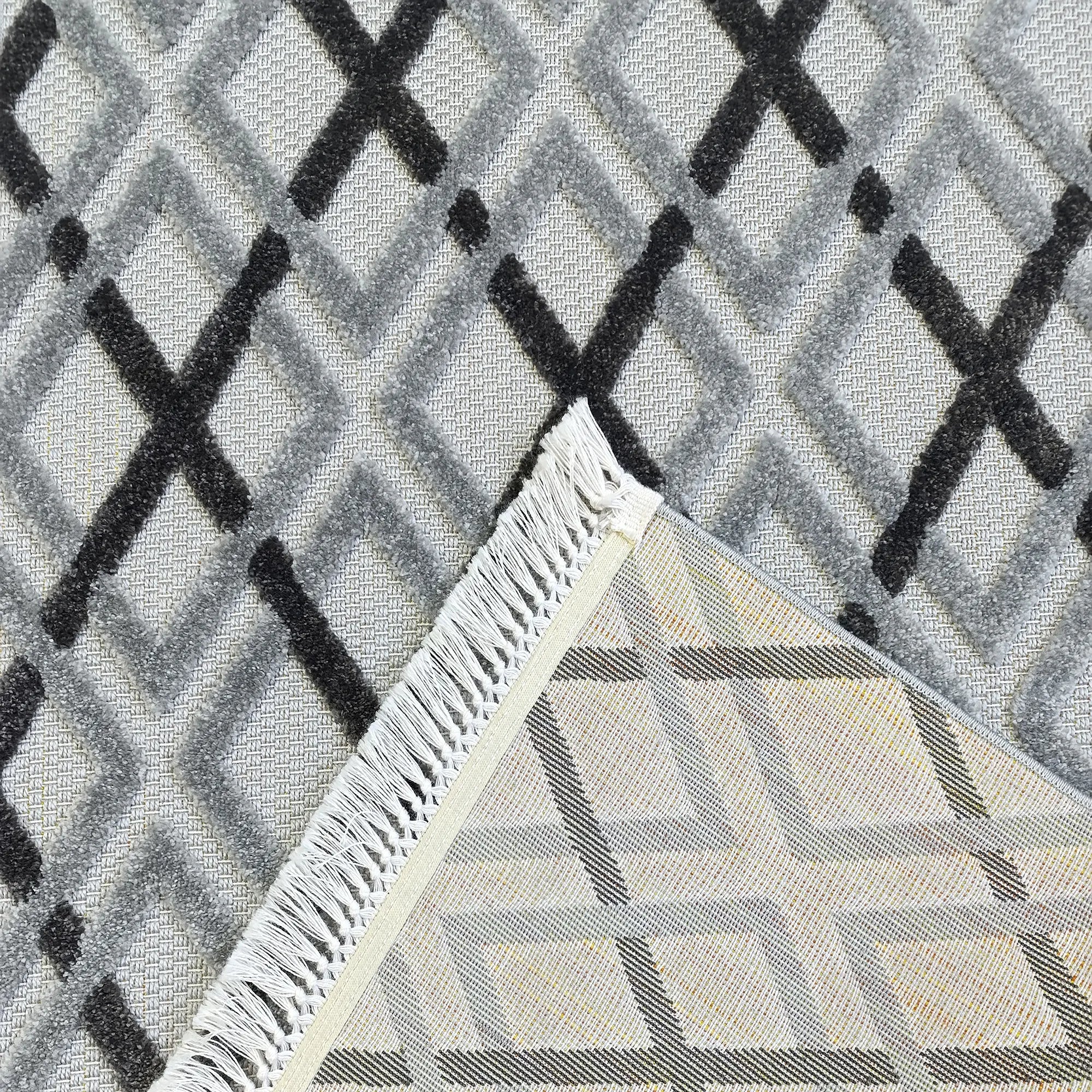 Cross Weave Anthracite Rug - Bella Rugs