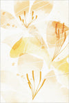 Goldener Aquarell-Blumen-Akzentteppich Creme