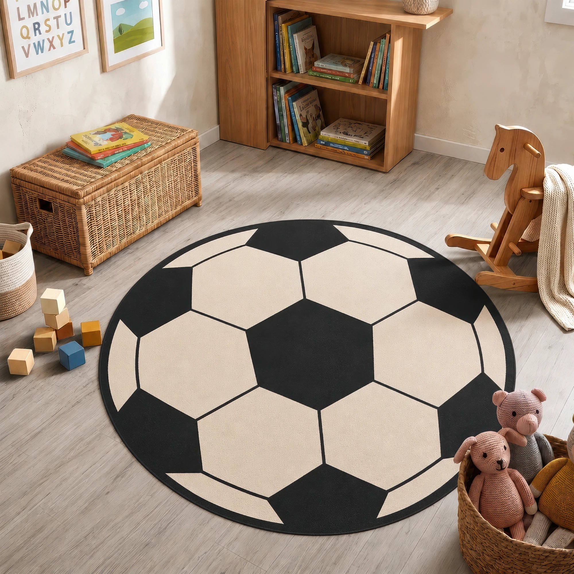 Klassischer runder Fußball | Kinder-Sportteppich