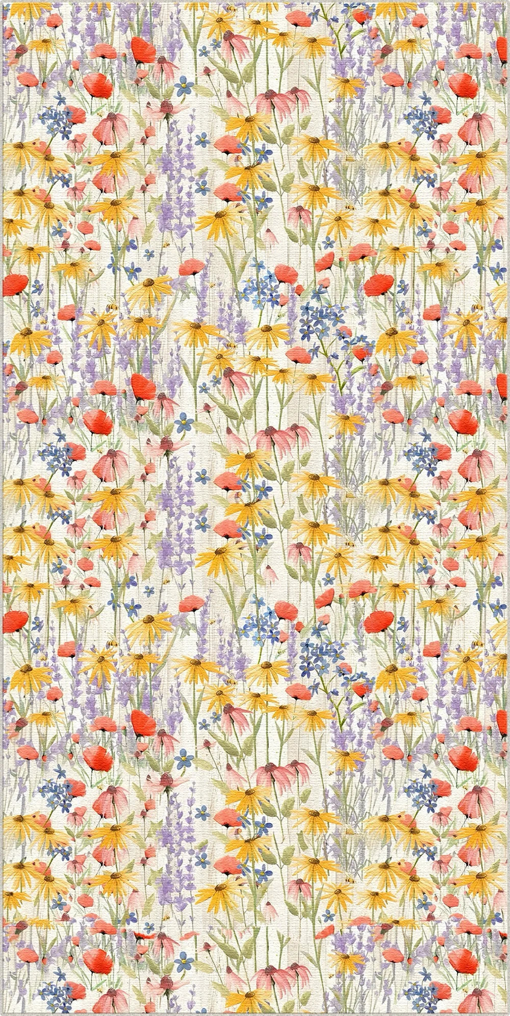 Wildblumen Botanischer Waschbarer Teppich
