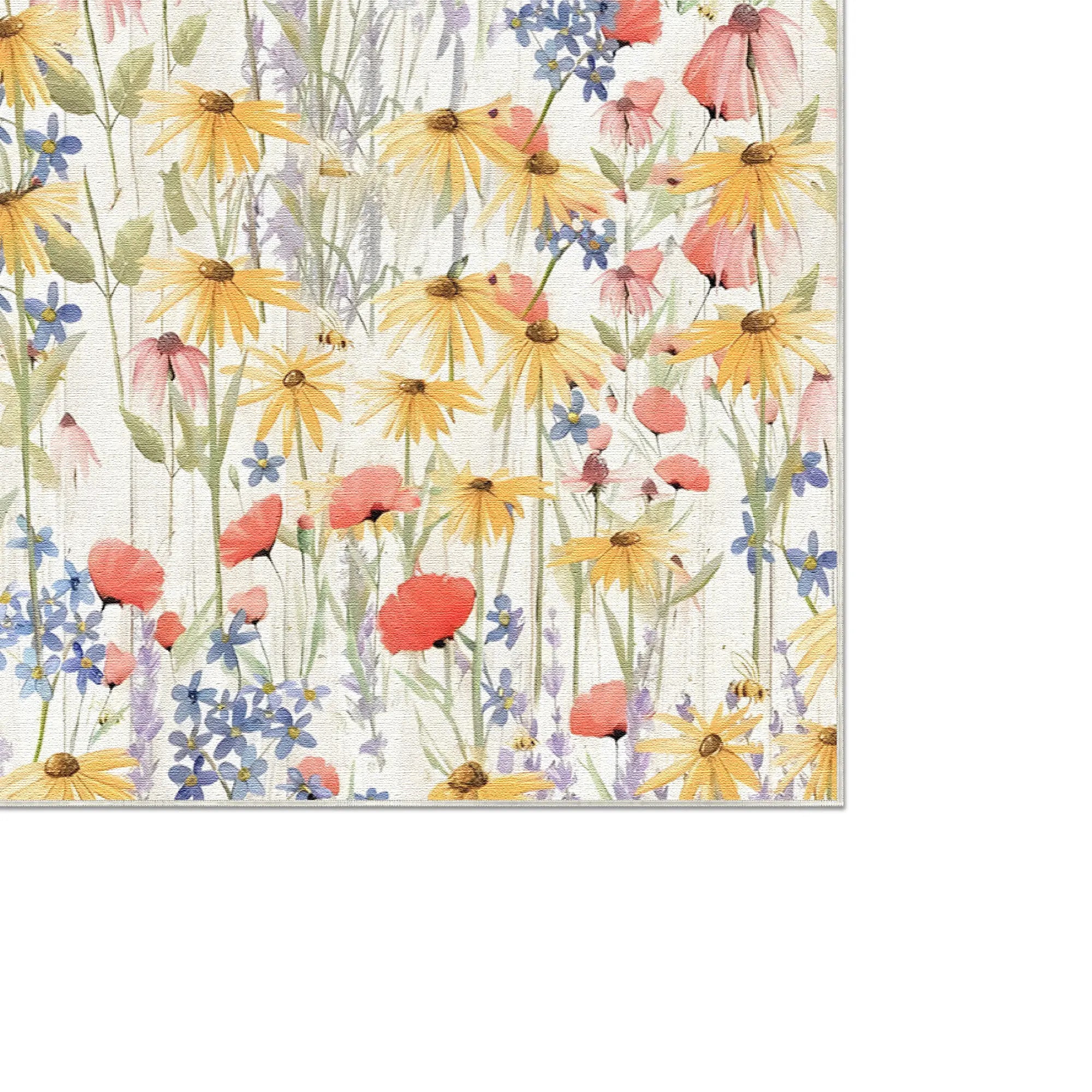 Wildblumen Botanischer Waschbarer Teppich