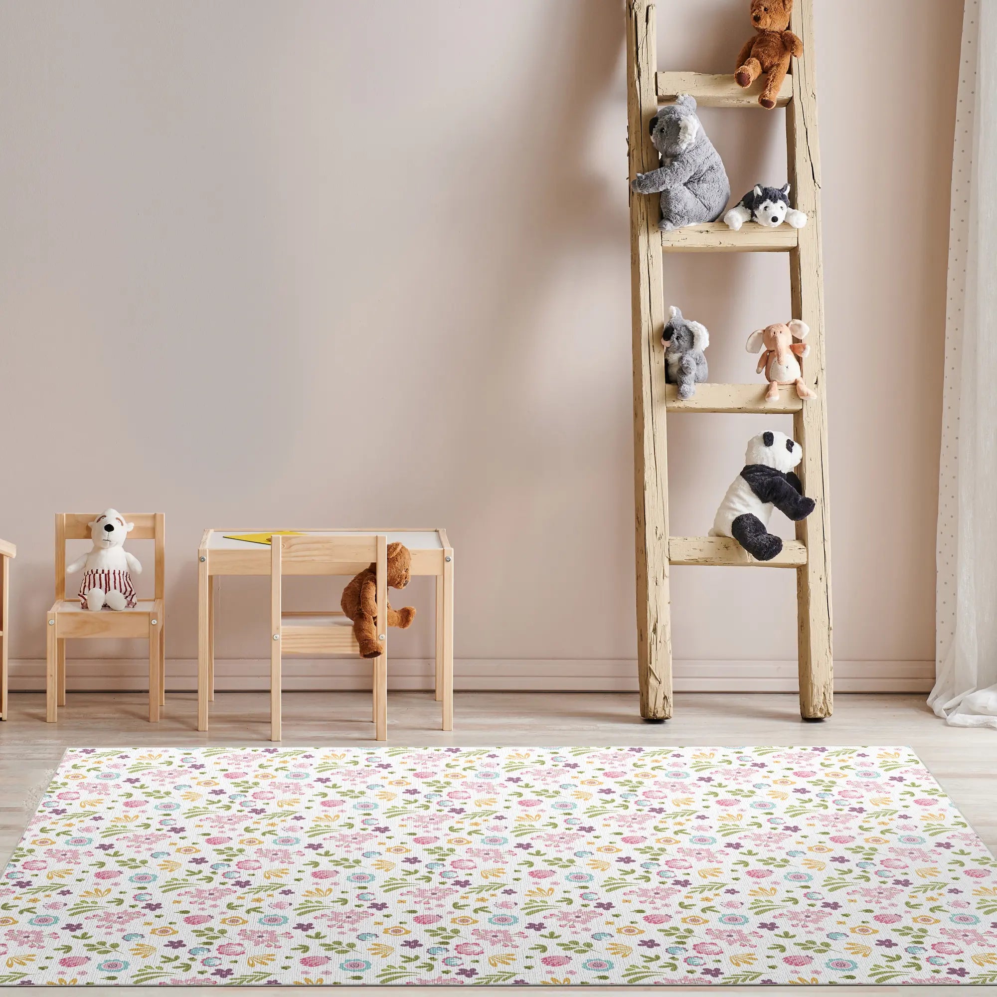 Waschbarer Pastell Kleiner Blumen Teppich