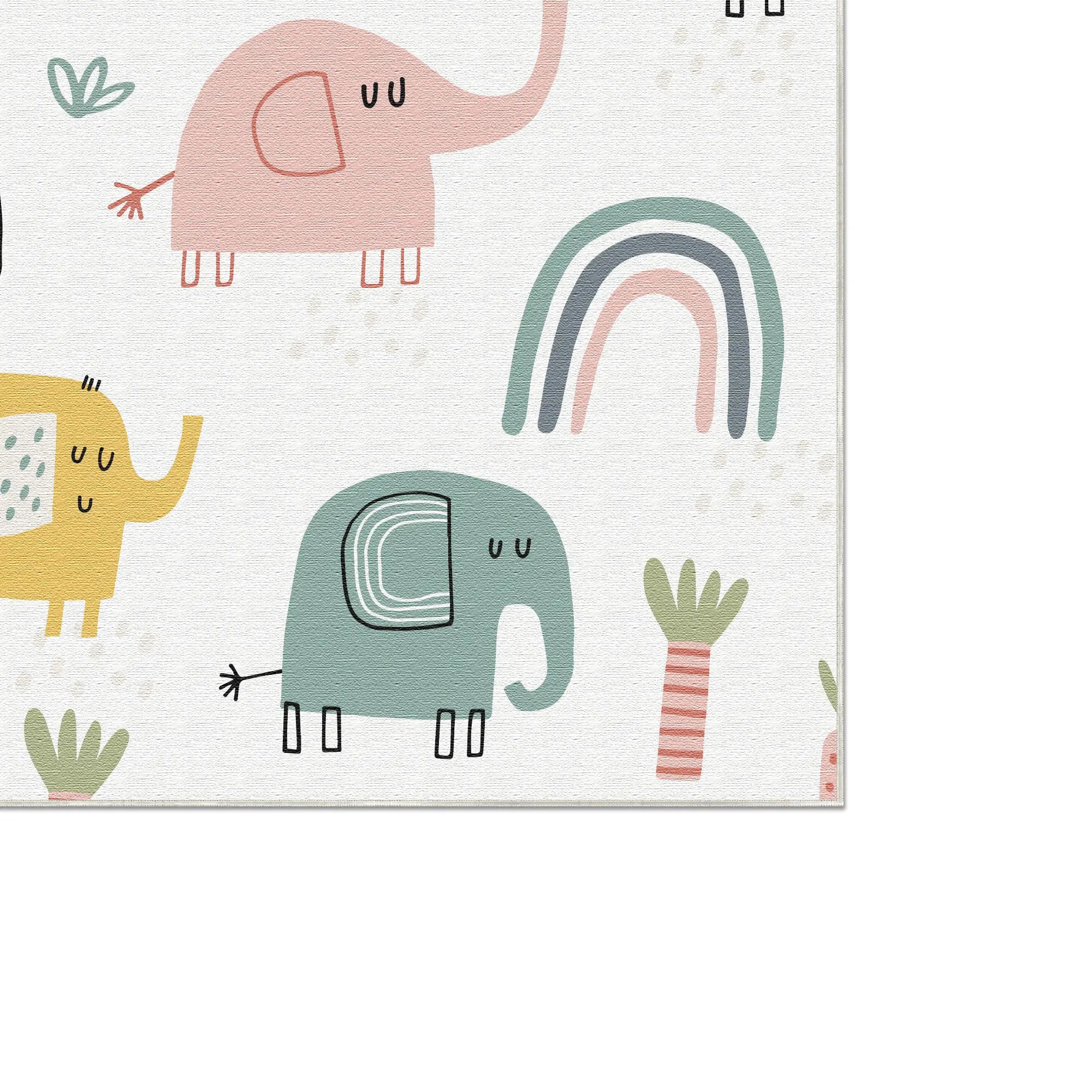 Waschbarer Boho Elefant Kinderzimmer Teppich