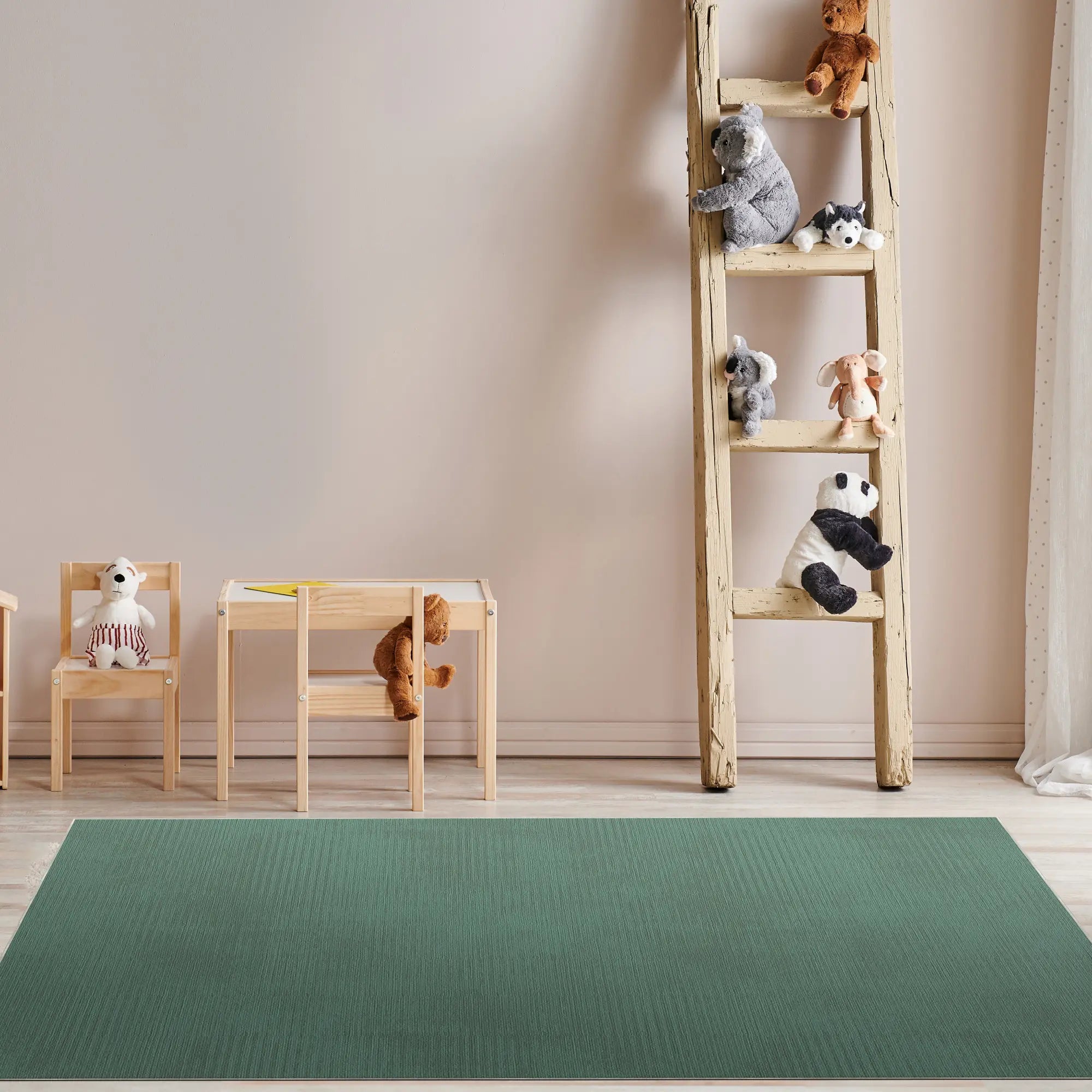 Waschbarer Strukturierter Grüner Teppich