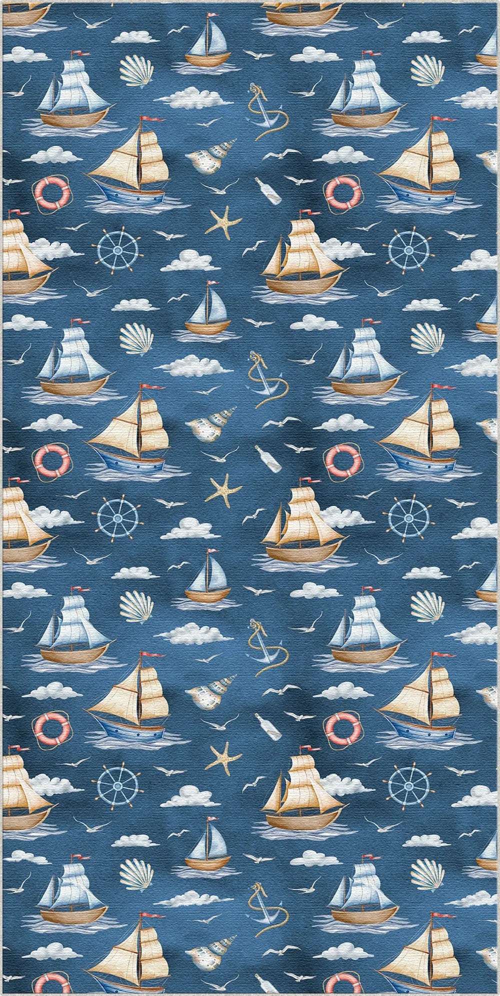 Aquarell Nautisch Große Schiffe Abenteuer Teppich