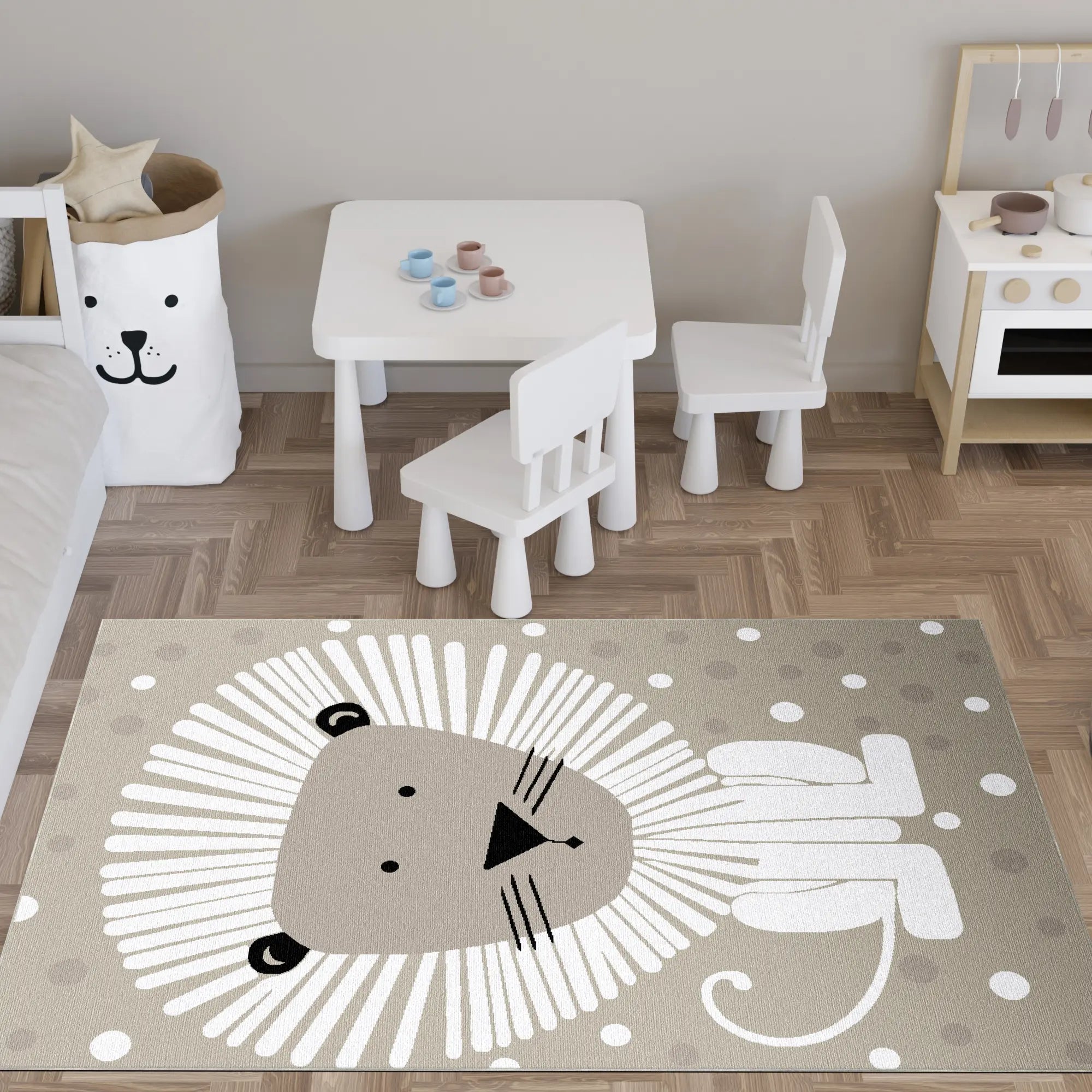 Waschbarer Löwe Kinderzimmer Teppich