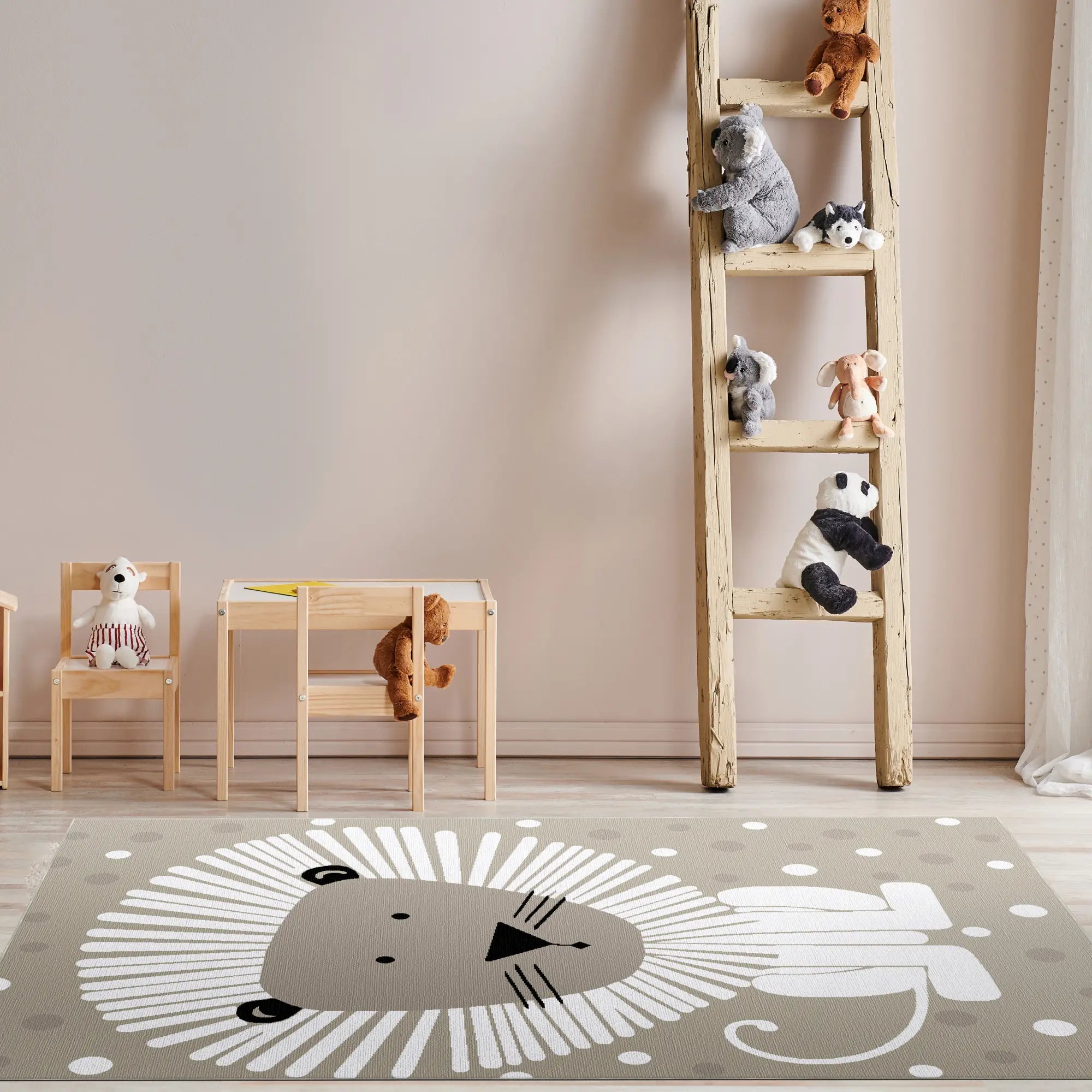 Waschbarer Löwe Kinderzimmer Teppich