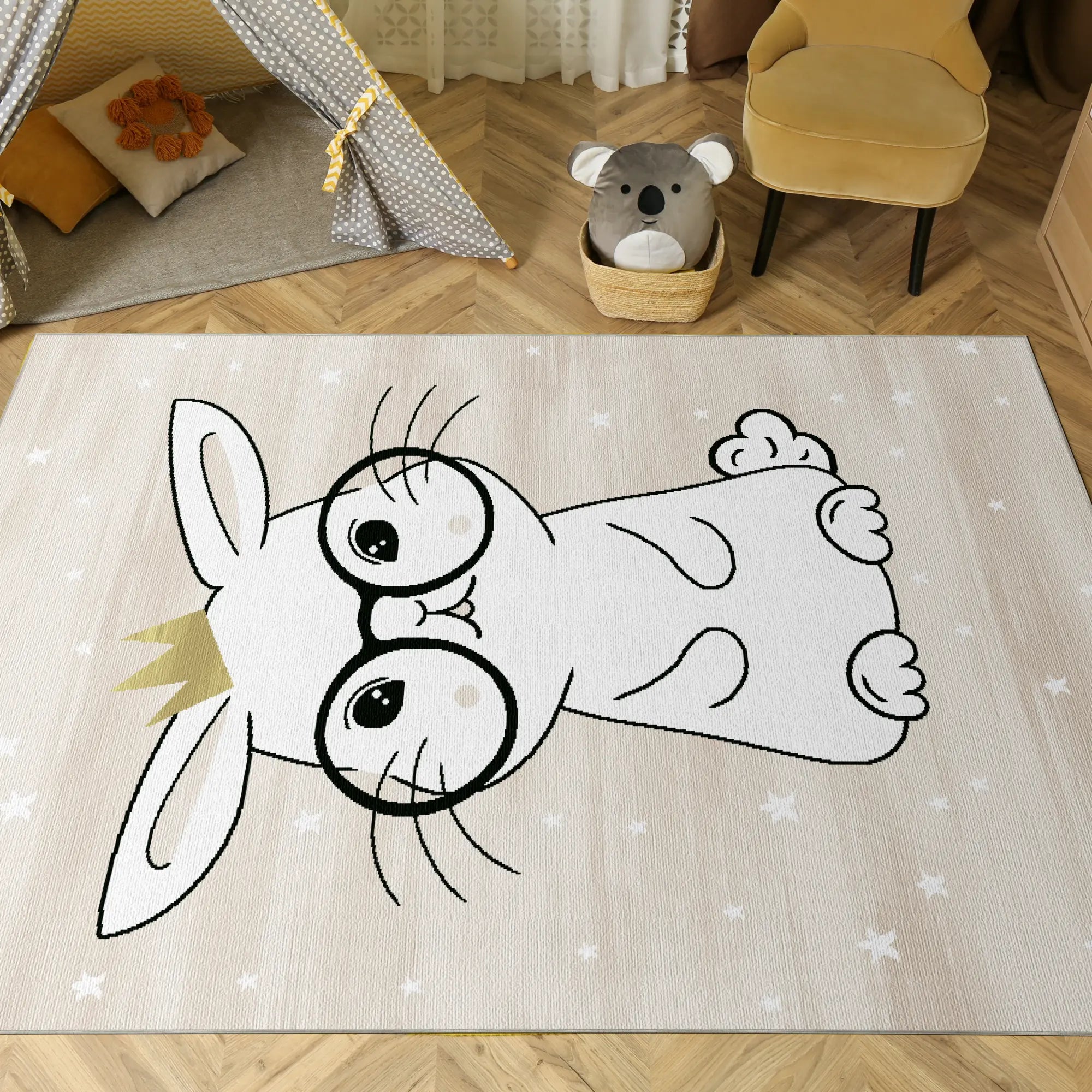 Waschbarer Hase Kinder Teppich