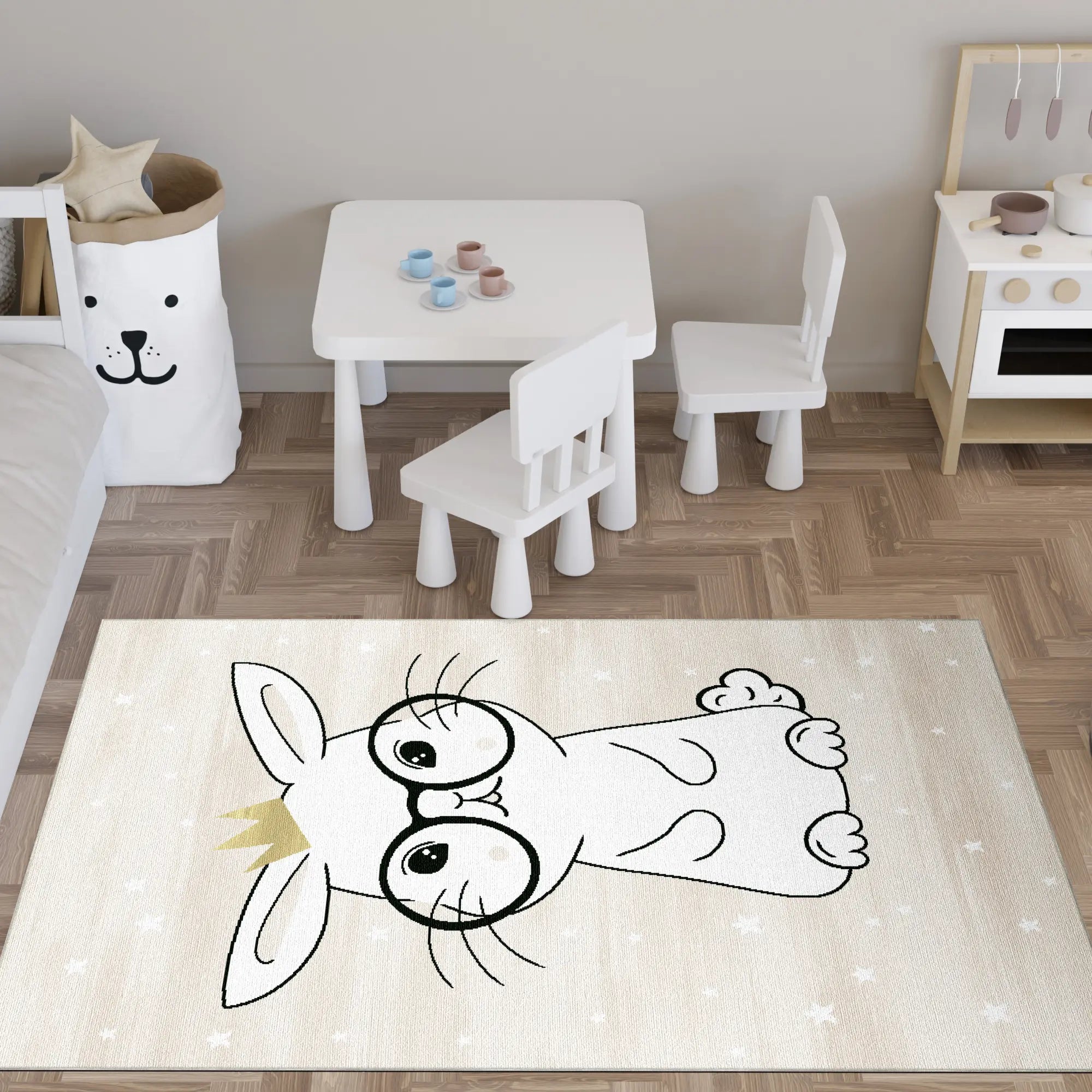 Waschbarer Hase Kinder Teppich