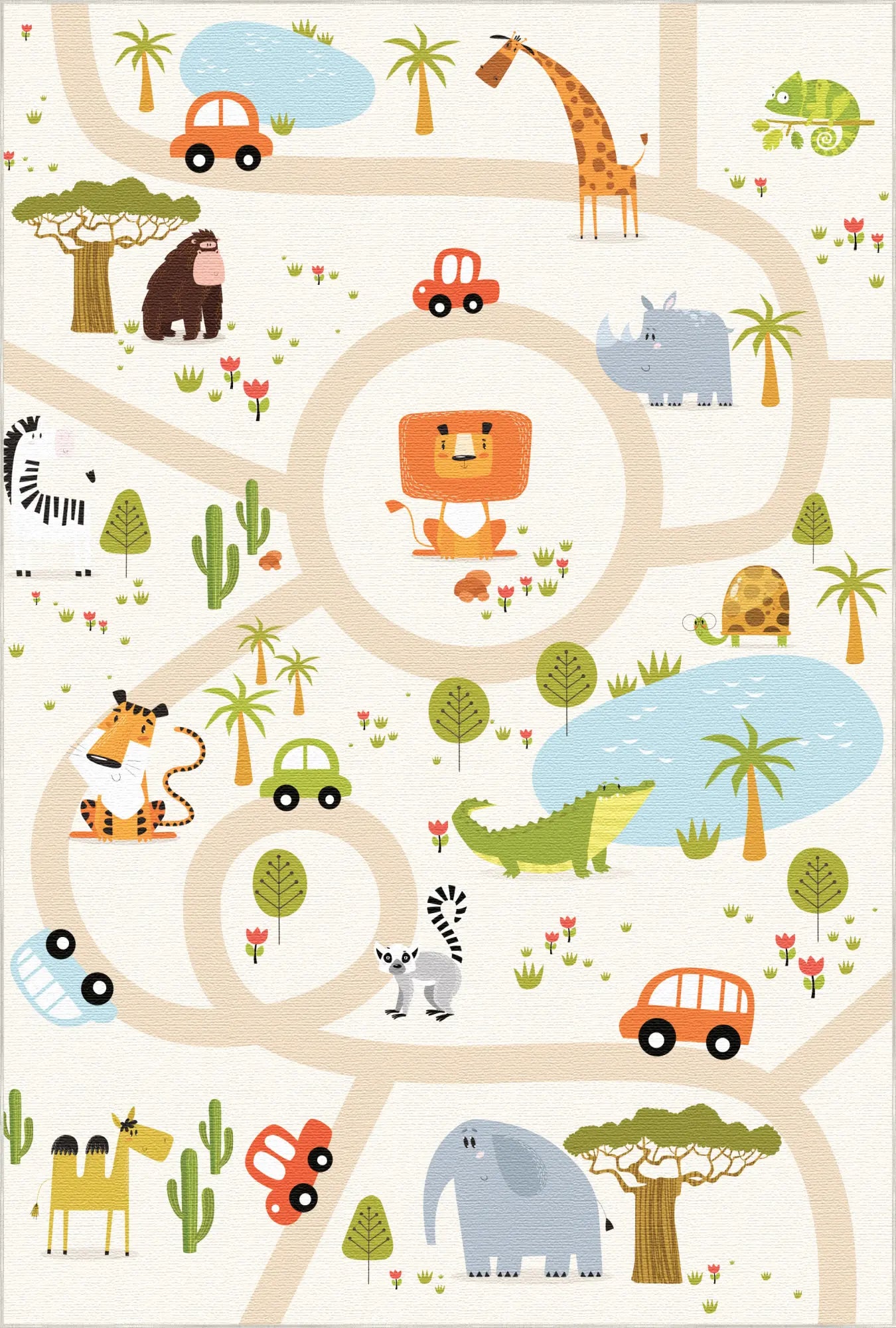 Safari Abenteuer Kinder Spielteppich