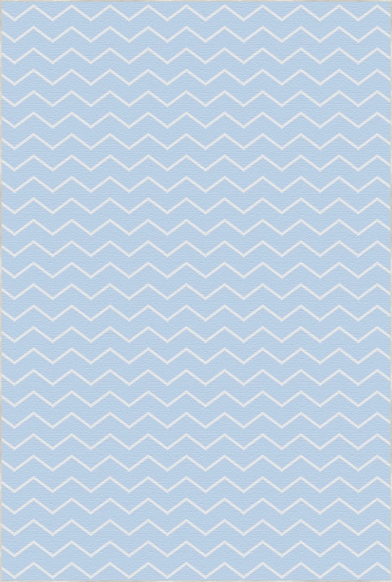 Waschbarer Hellblauer Chevron-Teppich
