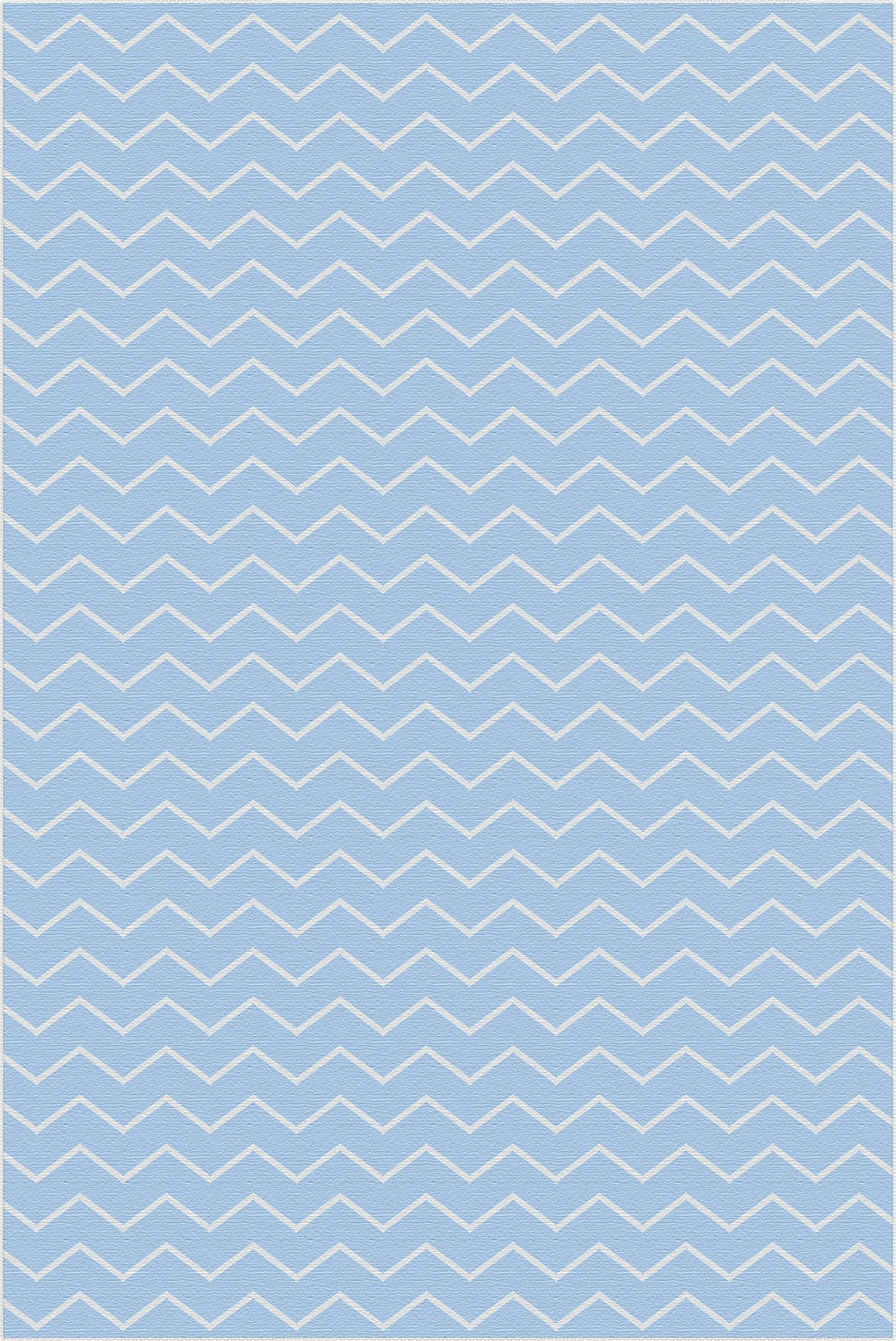 Hellblauer Teppich mit weißem Chevron-Zickzackmuster, Nahaufnahme
