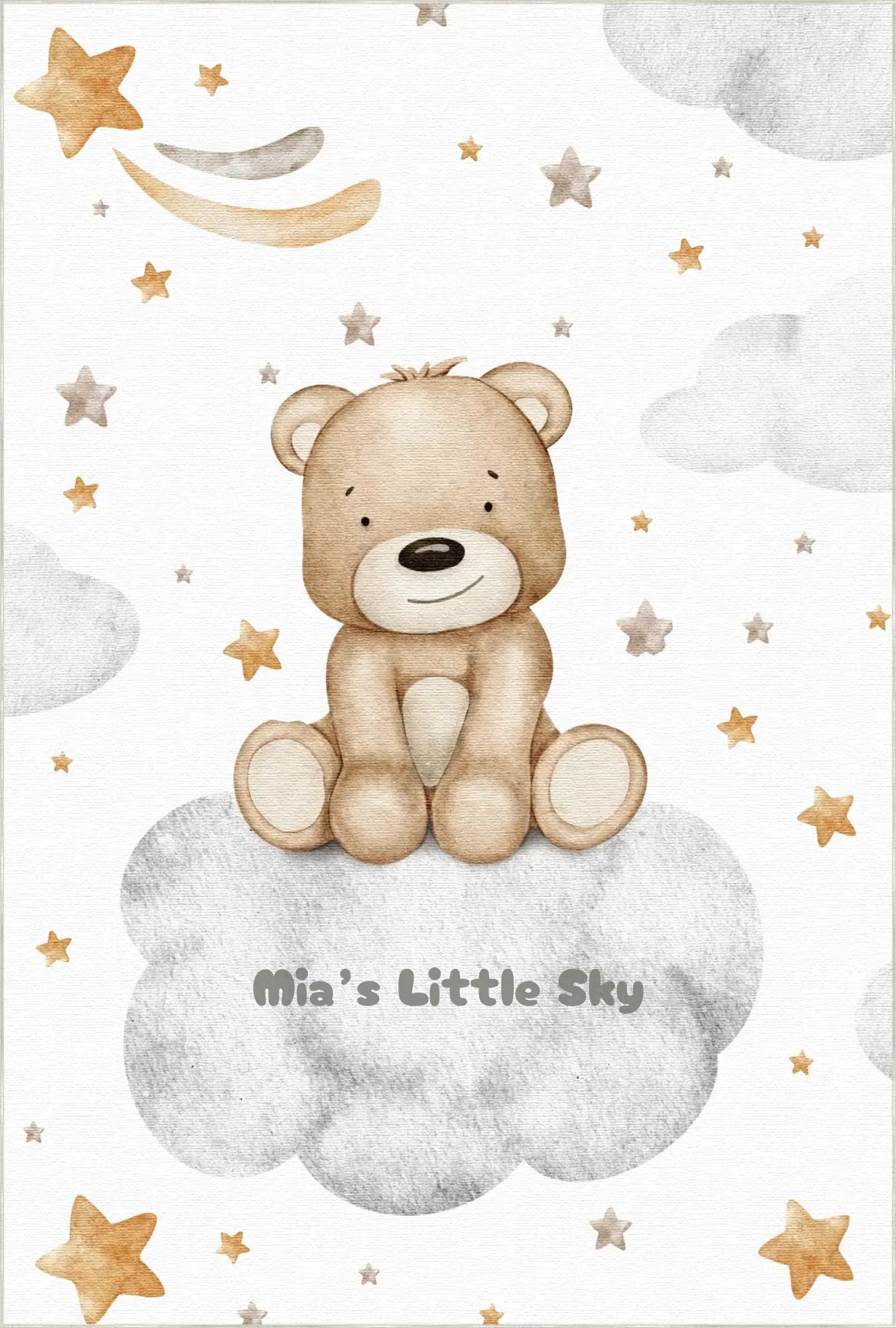 Teddybär auf einer Wolke | Personalisierbarer Teppich