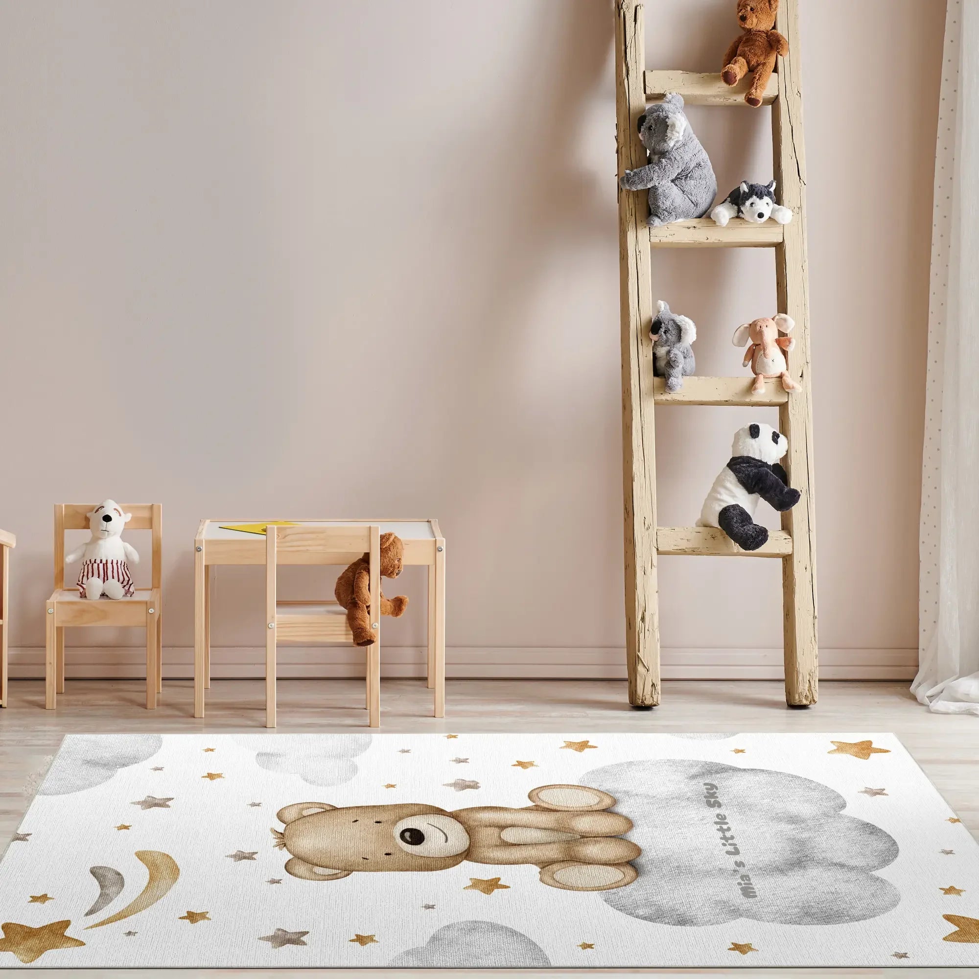 Teddybär auf einer Wolke | Personalisierbarer Teppich