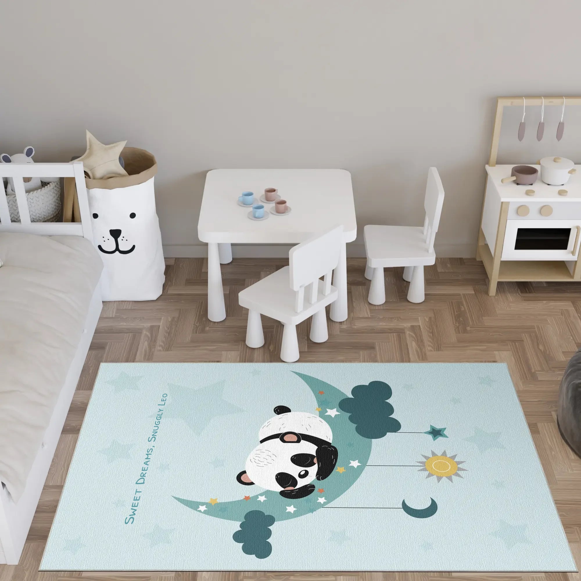 Sternennacht-Panda-Nickerchen | Anpassbarer Teppich