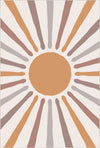 Erdiger Boho Sonnenstrahl Kinderteppich Beige