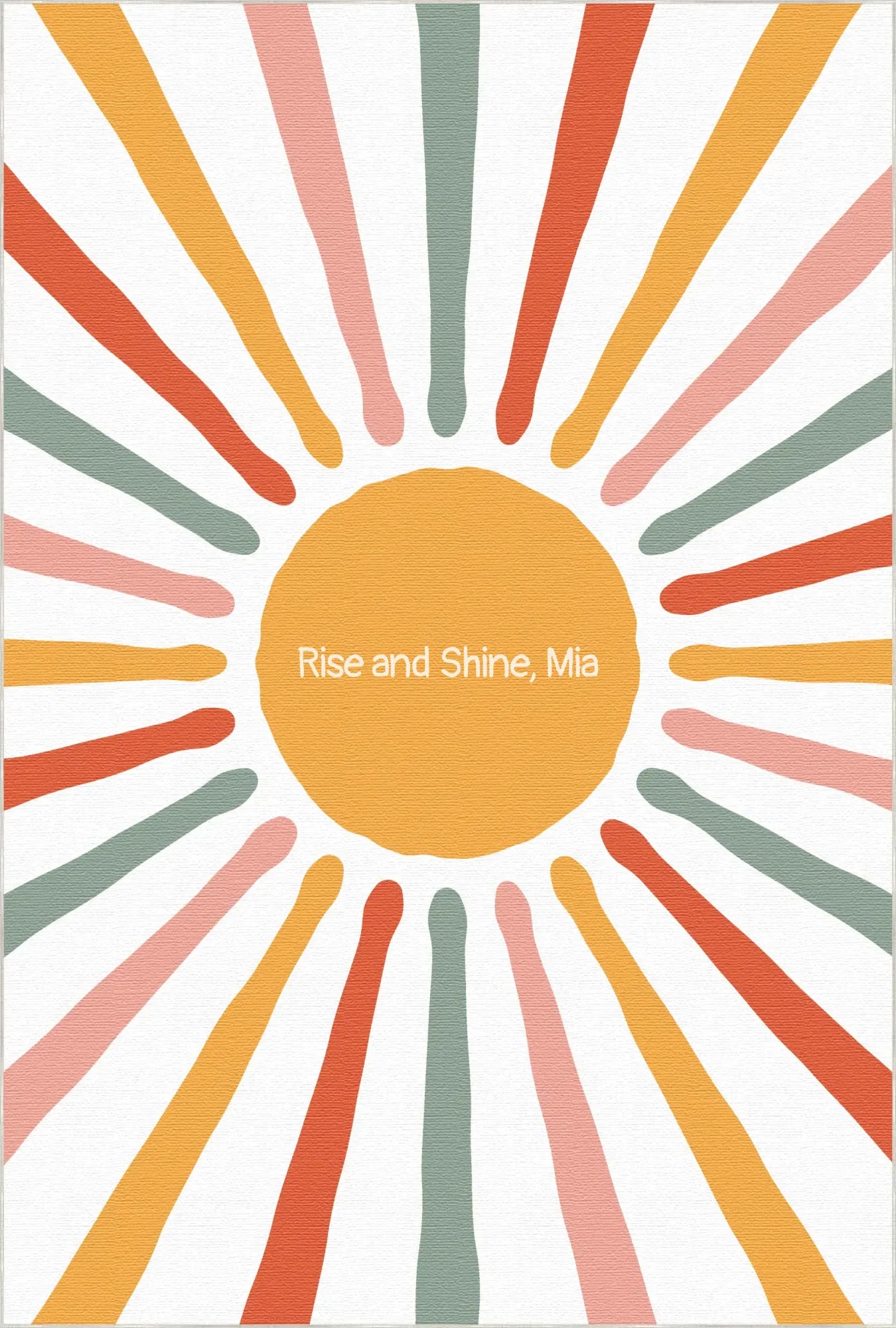 Retro Sunshine Burst | Personalisierbarer Teppich
