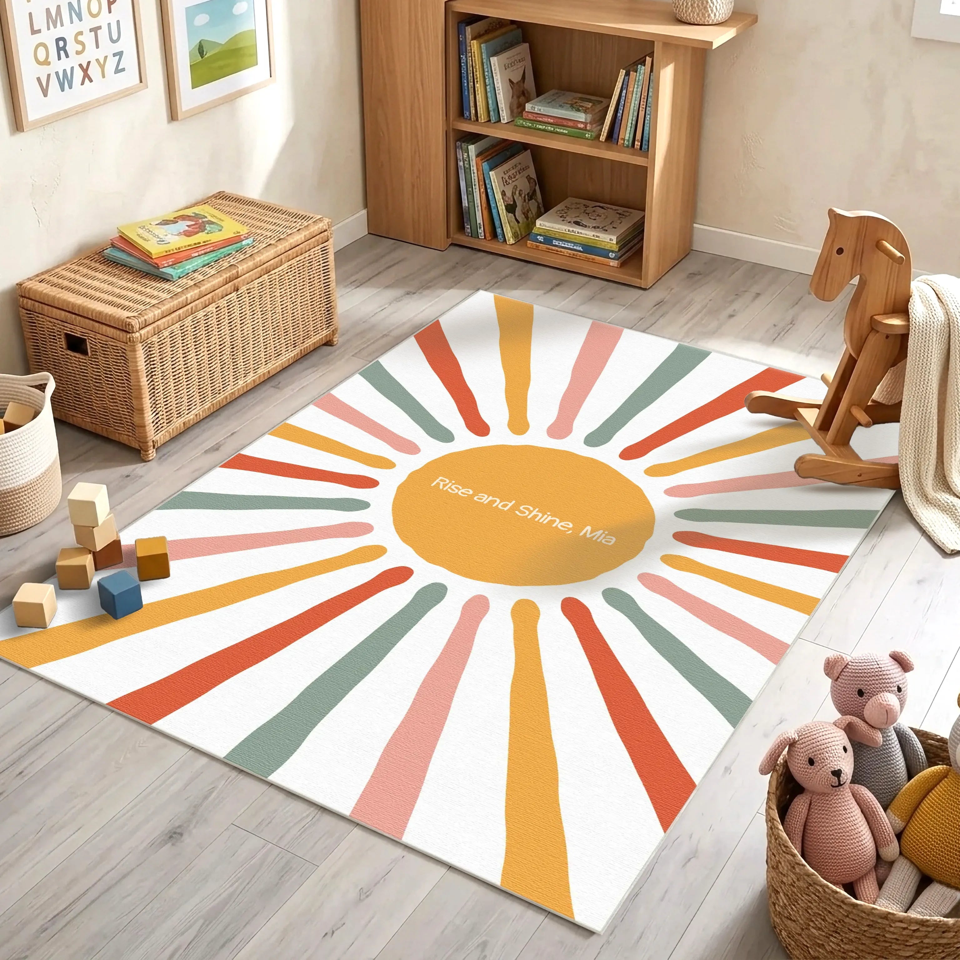 Retro Sunshine Burst | Personalisierbarer Teppich