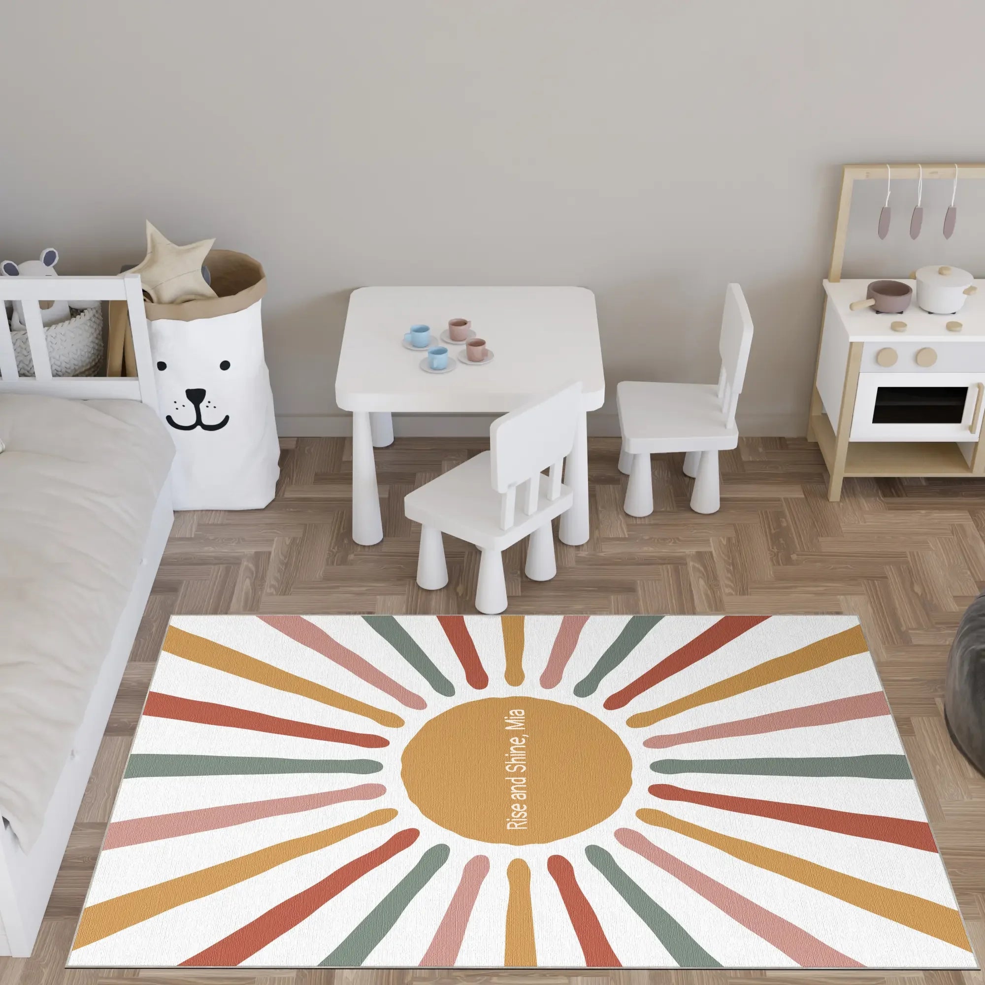 Retro Sunshine Burst | Personalisierbarer Teppich