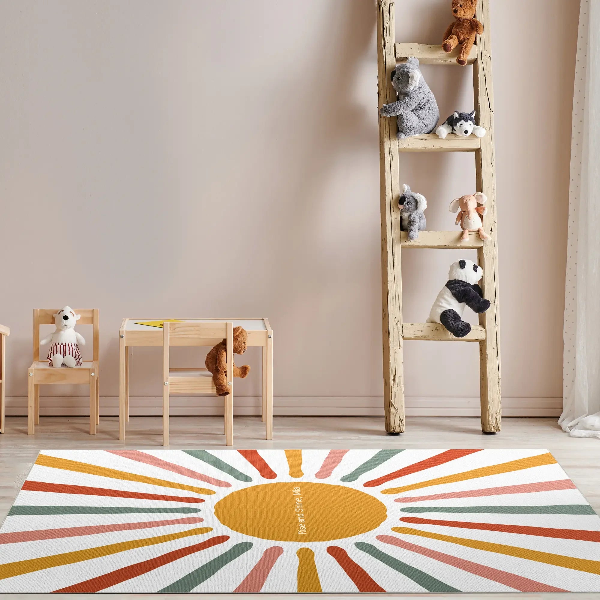 Retro Sunshine Burst | Personalisierbarer Teppich