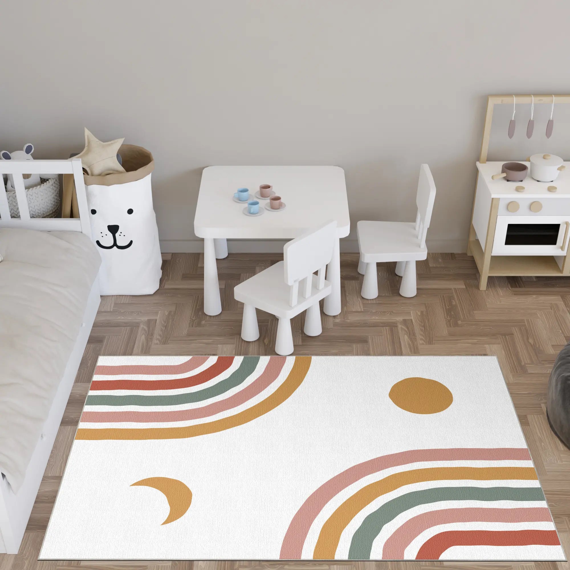 Lebhaftes Safari-Abenteuer Kinderteppich