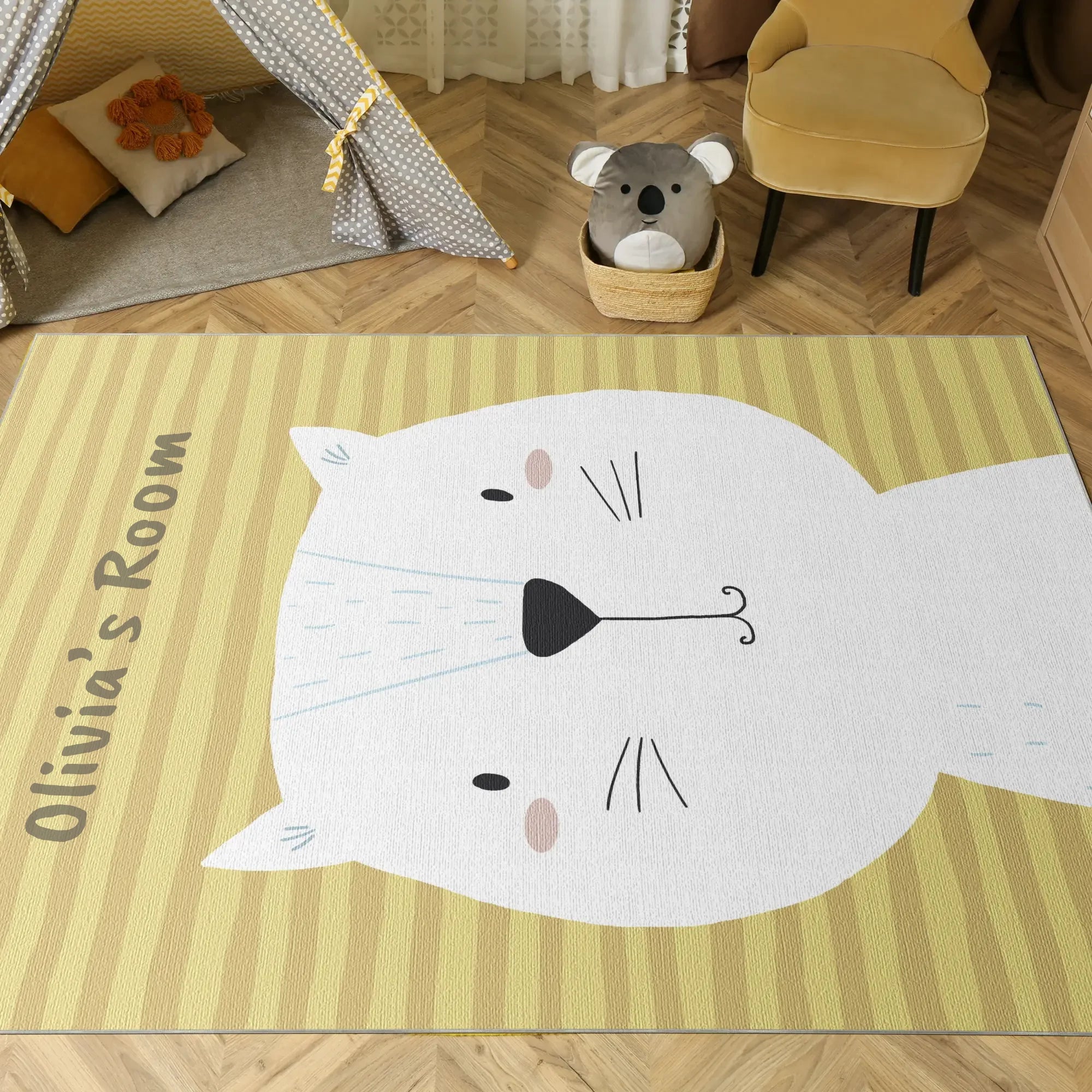 Anpassbarer süßer Katzen-Charakter Kinderteppich