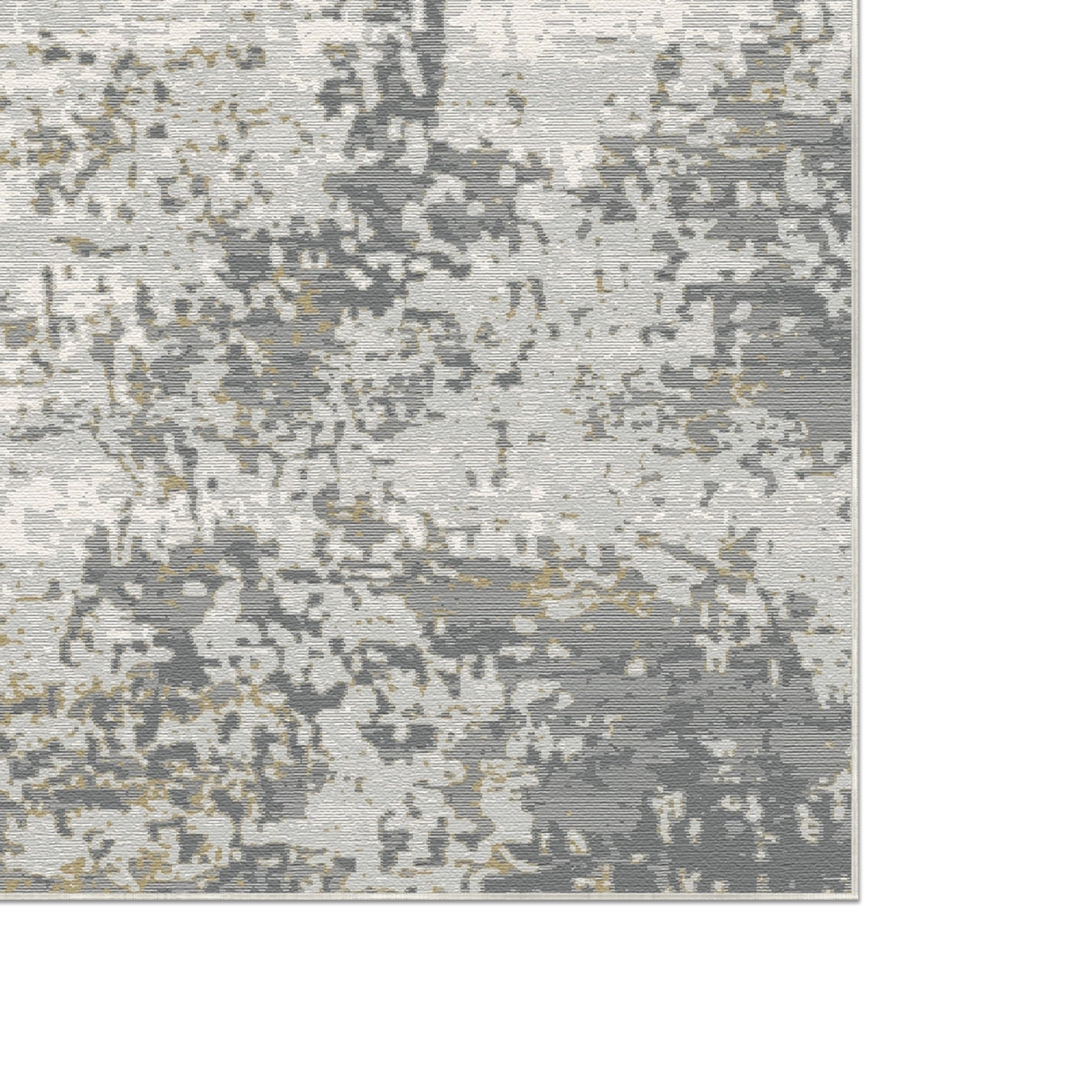 Graphitfarbener Patinierter Abstrakter Teppich im Used-Look