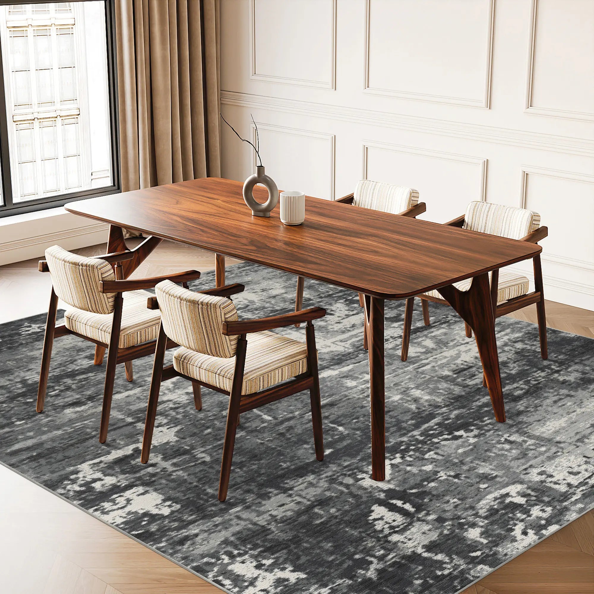 Midnight Drift Industrieller Abstrakter Teppich