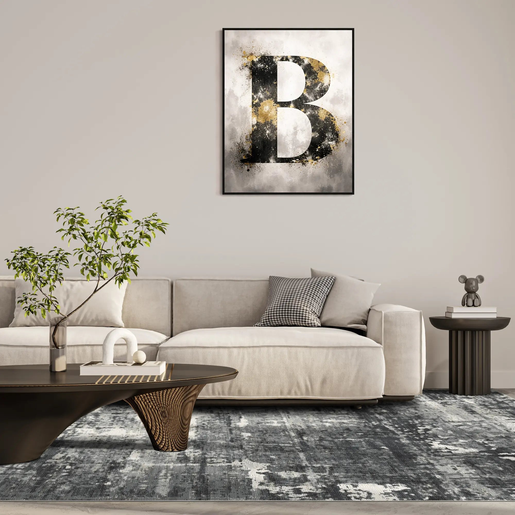 Midnight Drift Industrieller Abstrakter Teppich