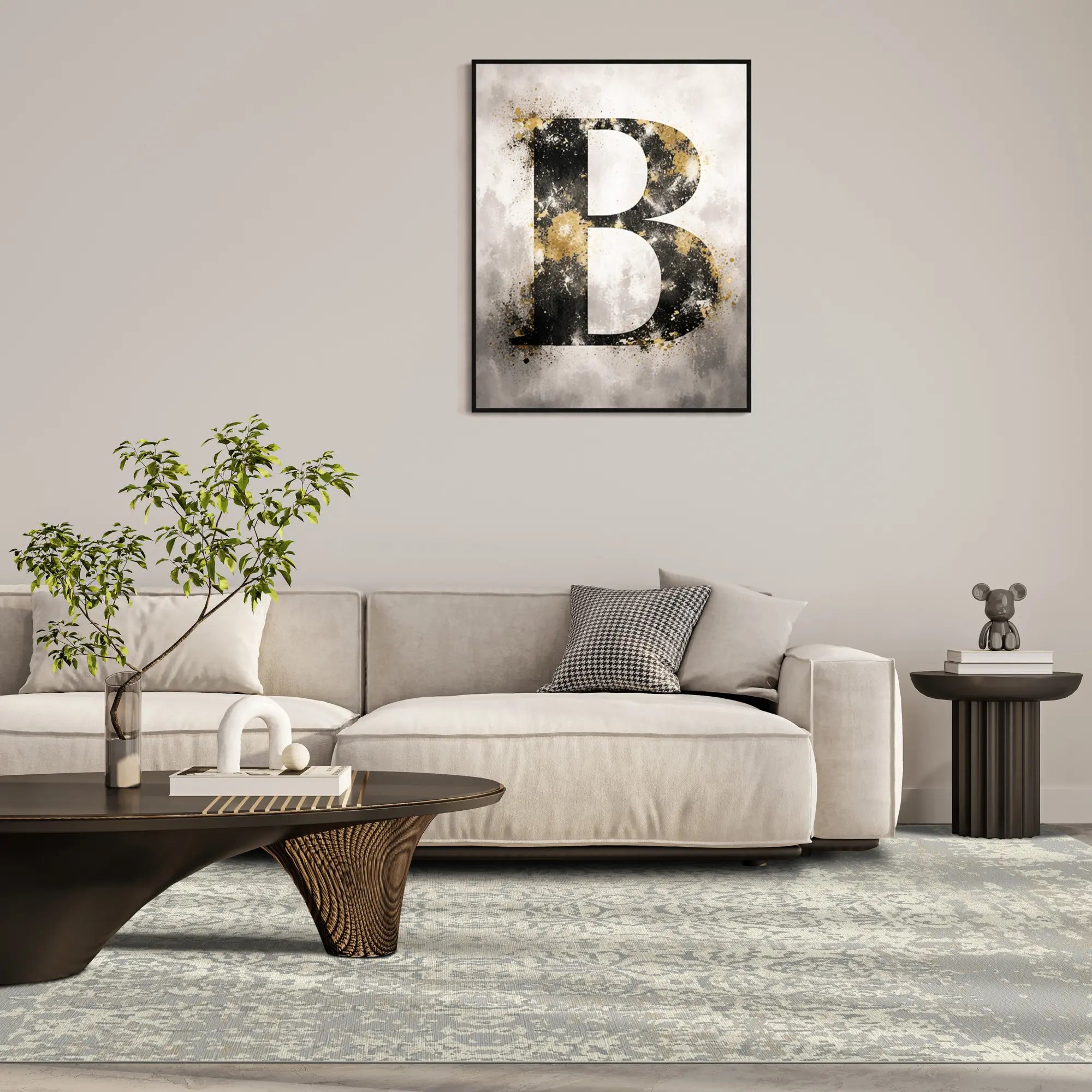 Verblasster Vintage Damast Teppich im Used-Look