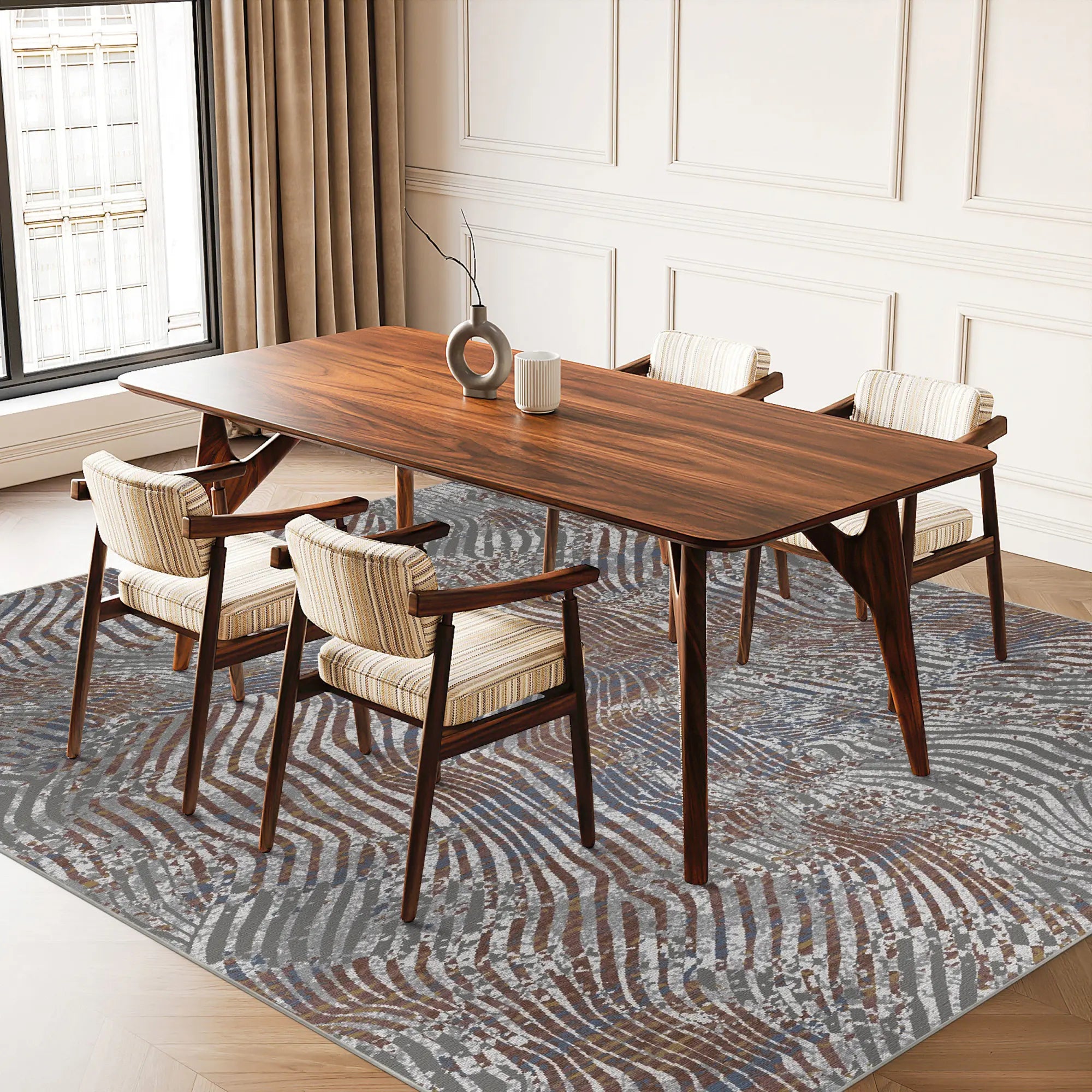 Topografischer Wellenmuster-Teppich im Used-Look