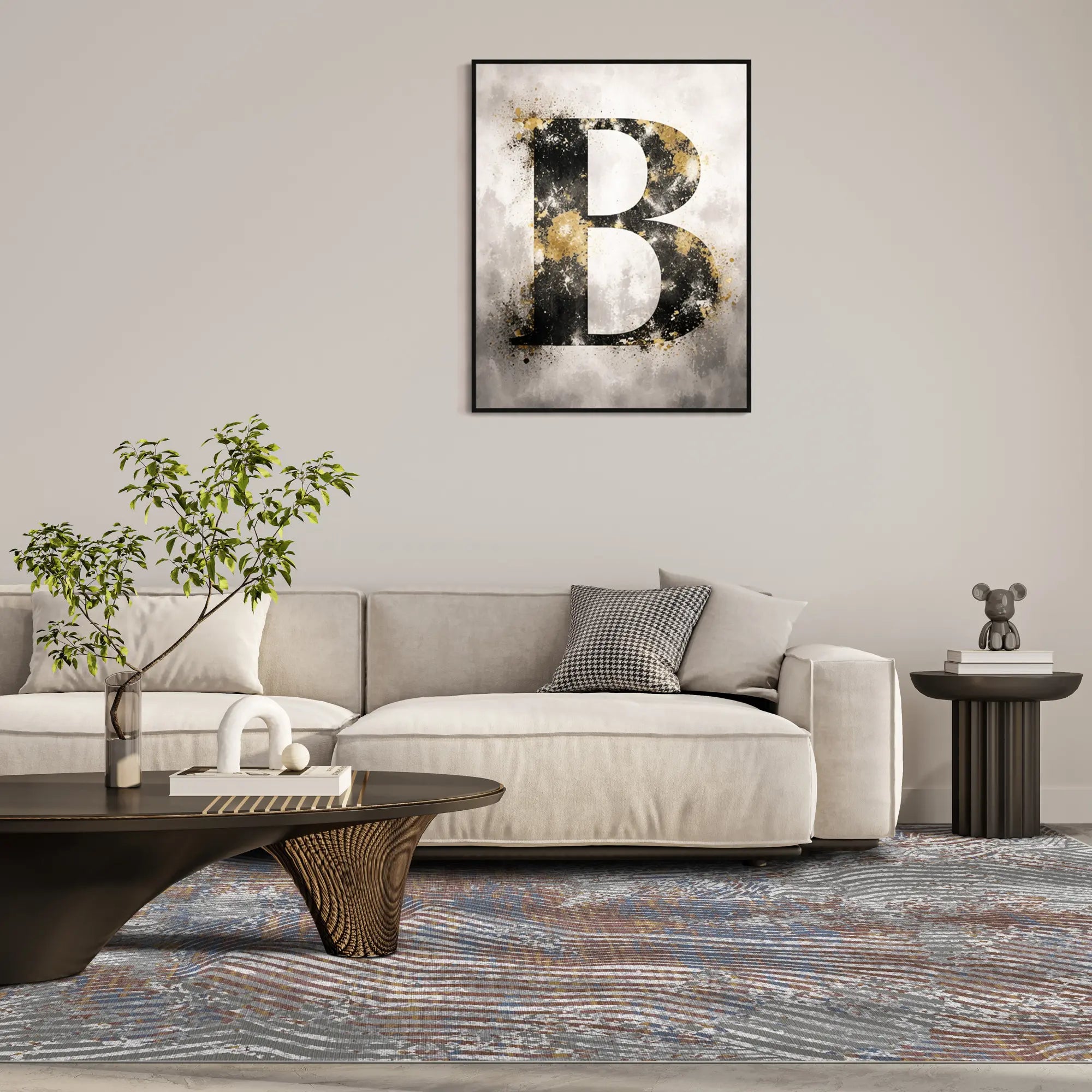 Topografischer Wellenmuster-Teppich im Used-Look