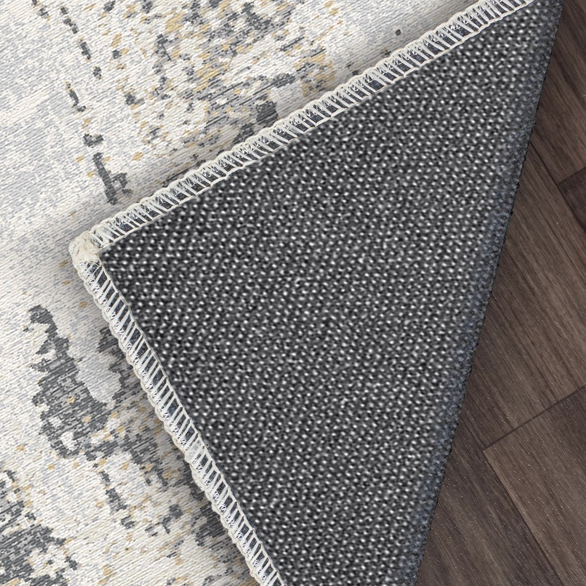 Silver Mist Distressed Abstract Teppich