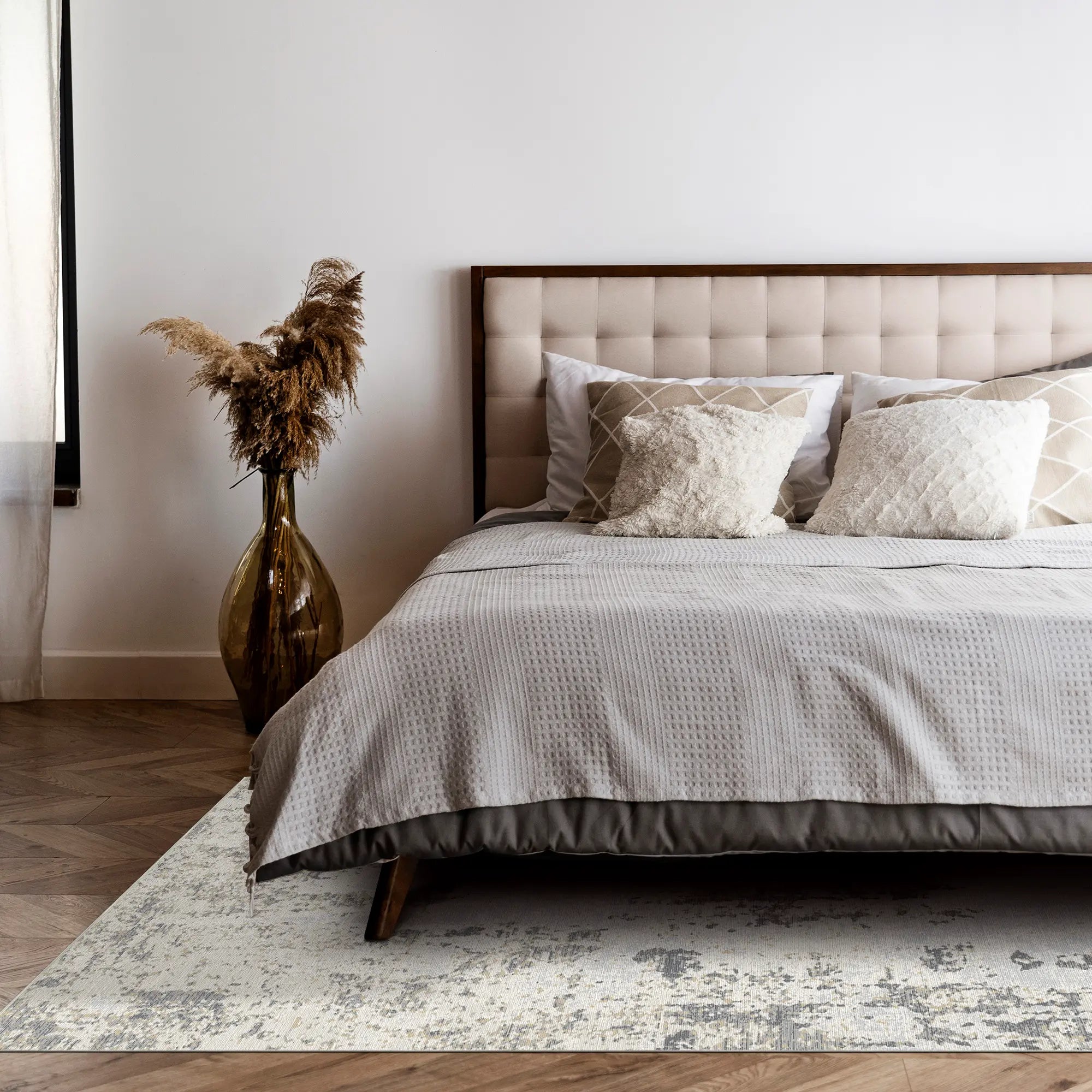 Silver Mist Distressed Abstract Teppich