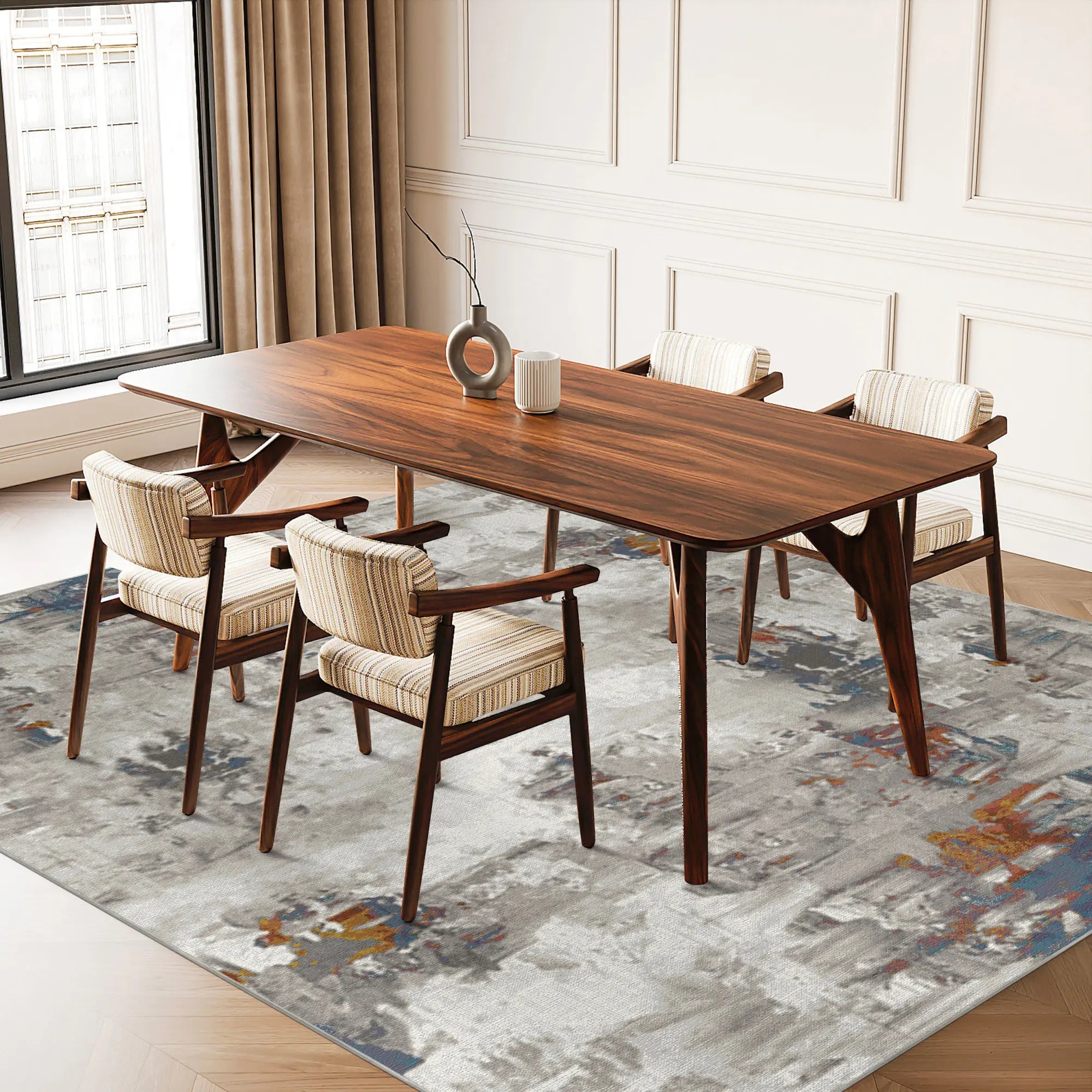 Mirror Slate Abstrakter Teppich im Industrial-Look