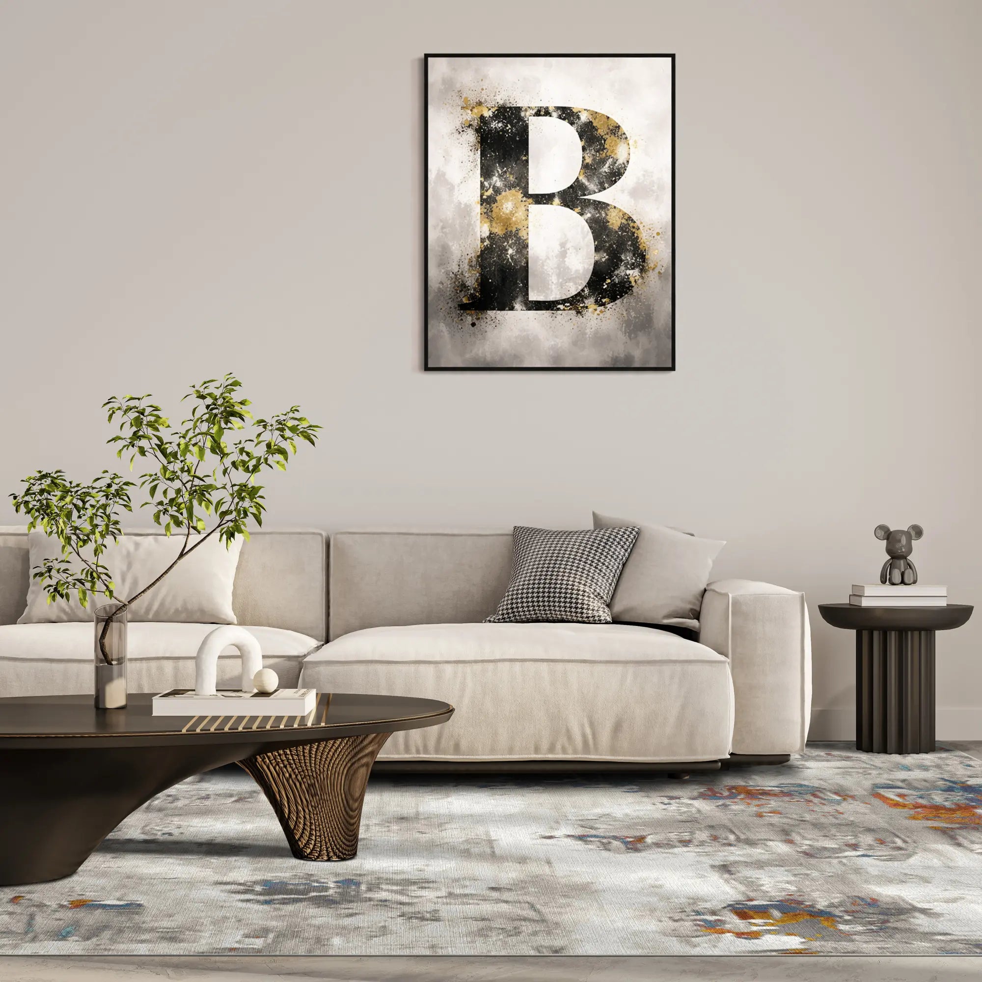 Mirror Slate Abstrakter Teppich im Industrial-Look