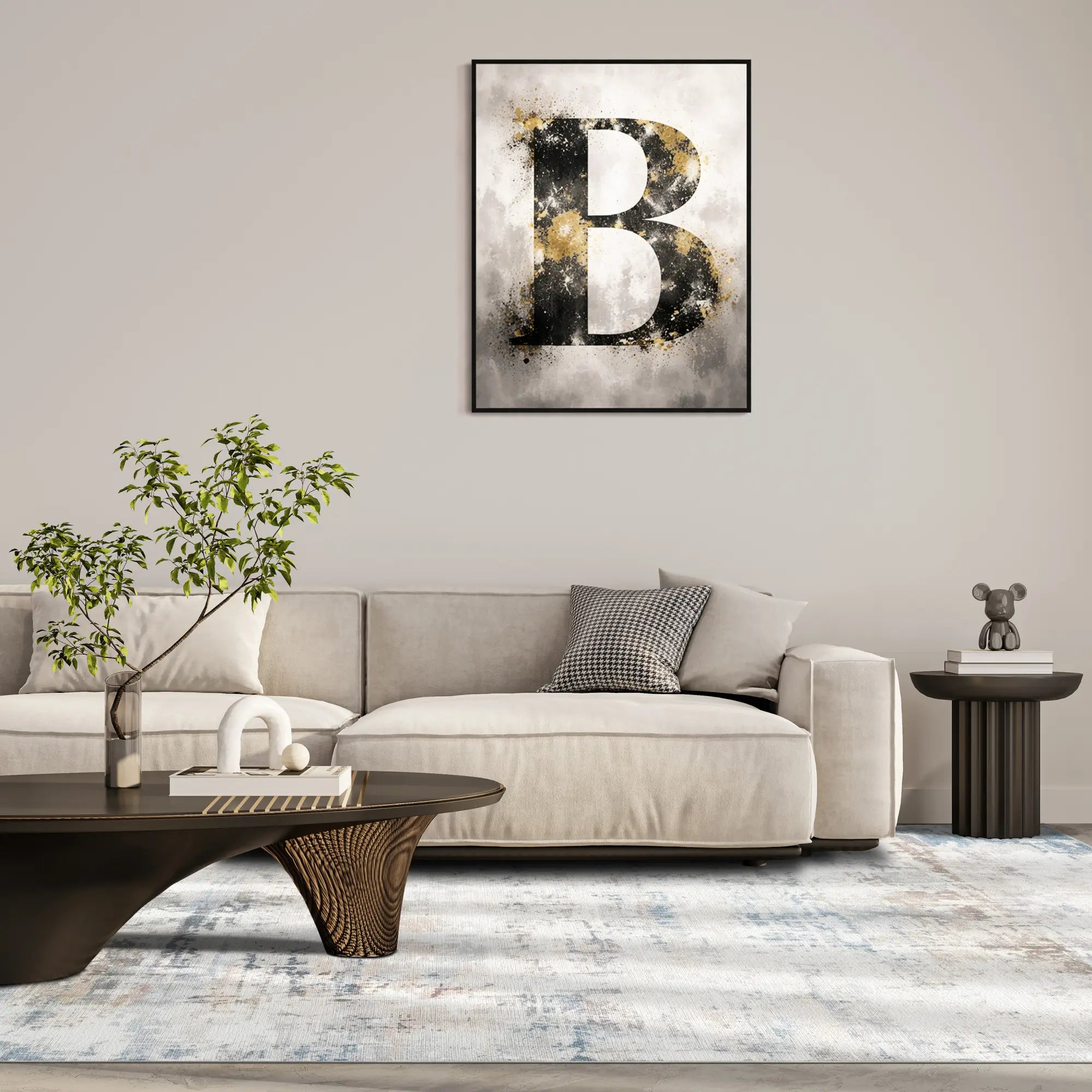 Serene Nimbus Abstrakter Teppich im Used-Look