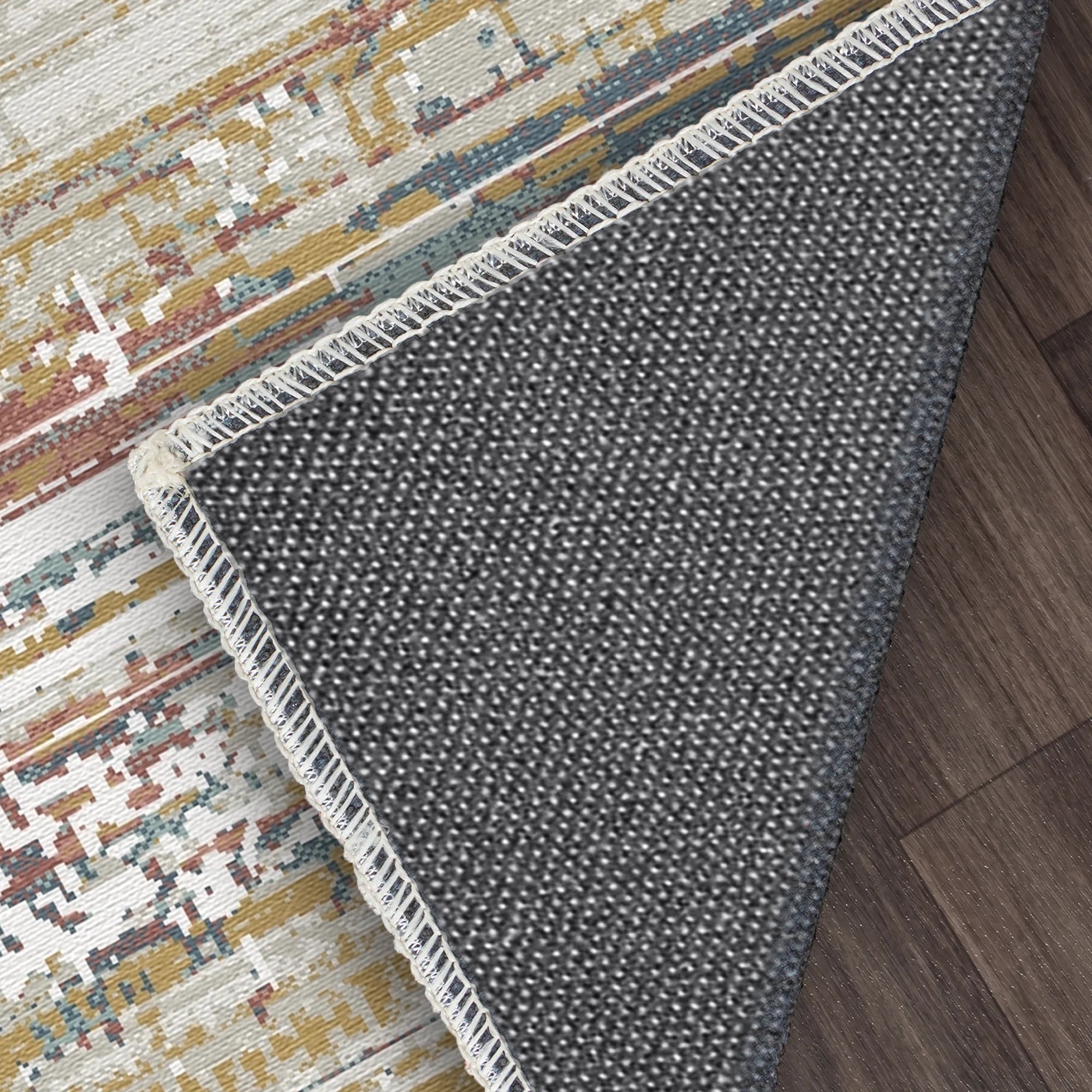 Golden Ember Linearer abstrakter Teppich