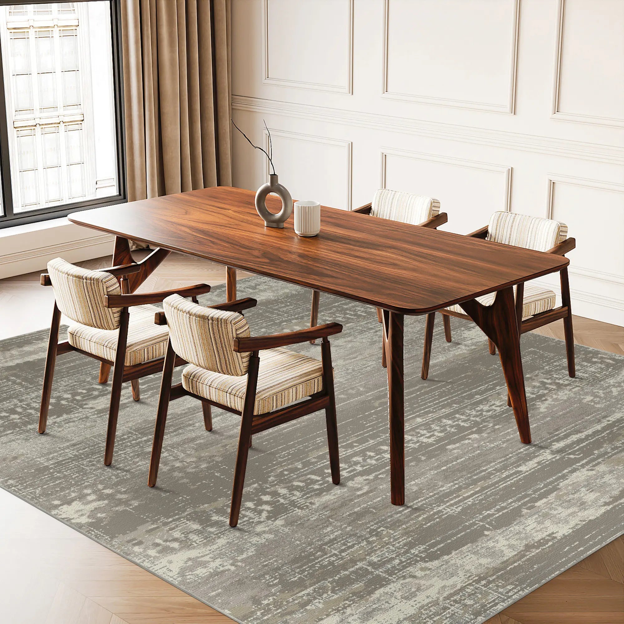 Taupe Strata Used-Look Teppich