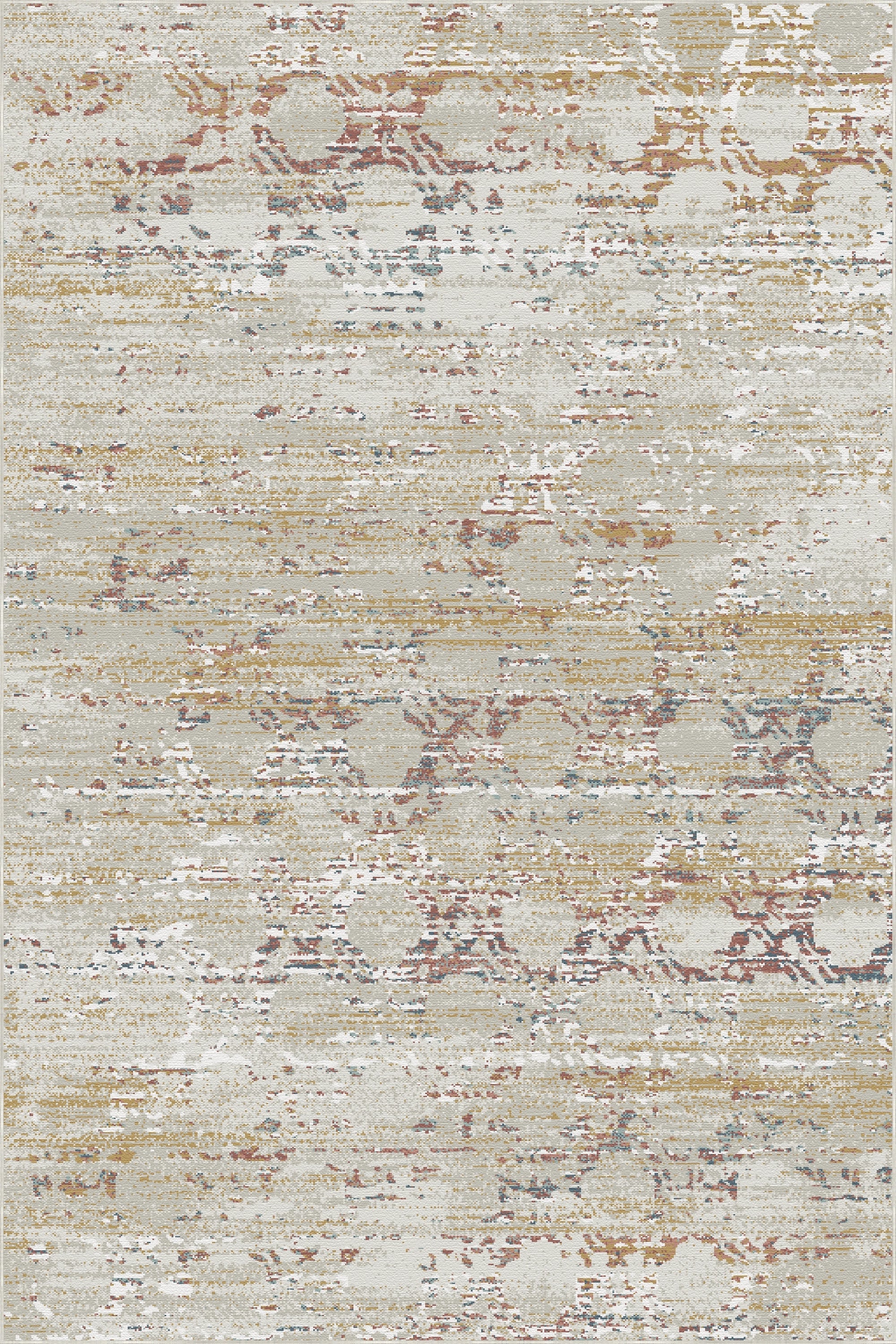 Abstrahierter Waschbarer Teppich Vergoldete Ringe