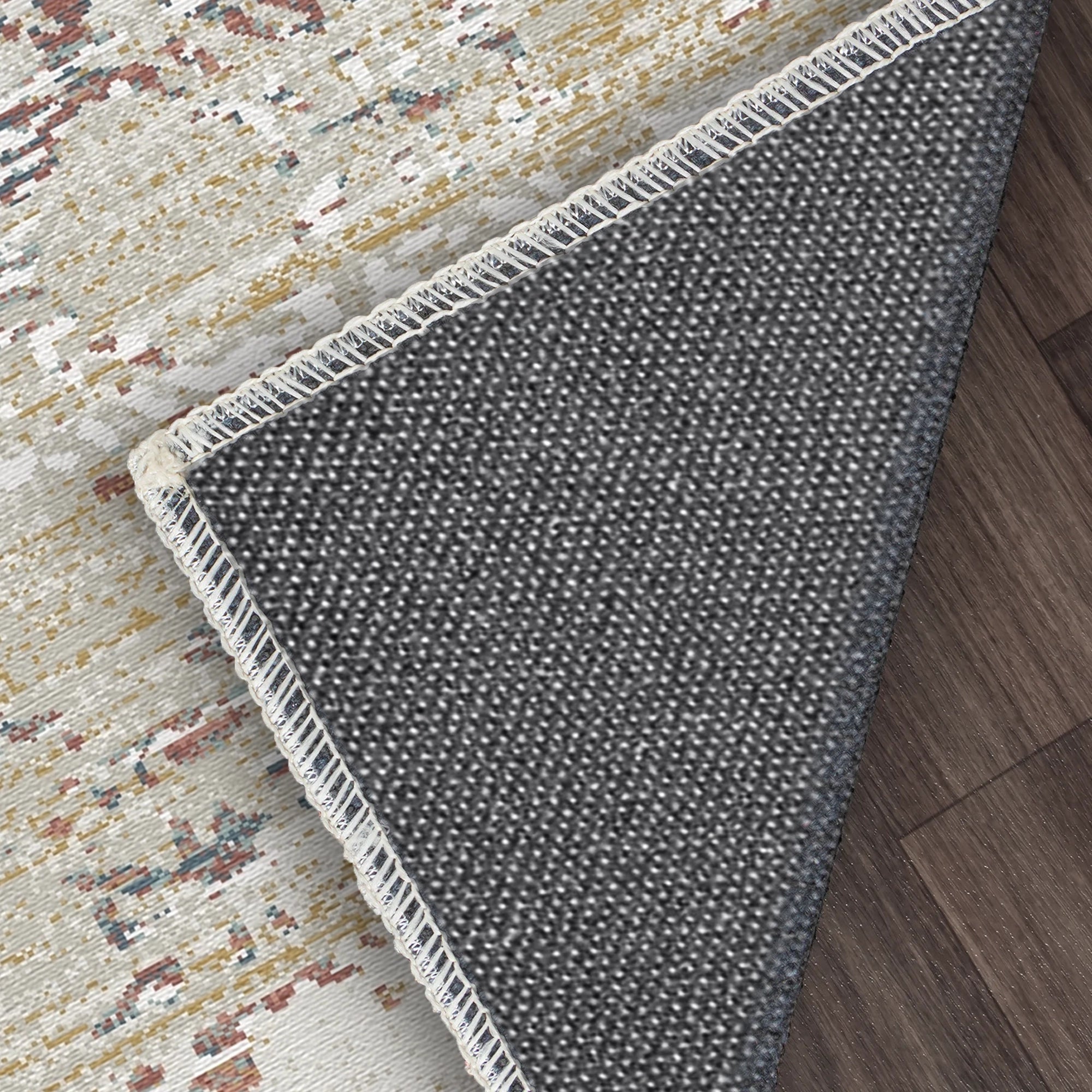 Abstrahierter Waschbarer Teppich Vergoldete Ringe