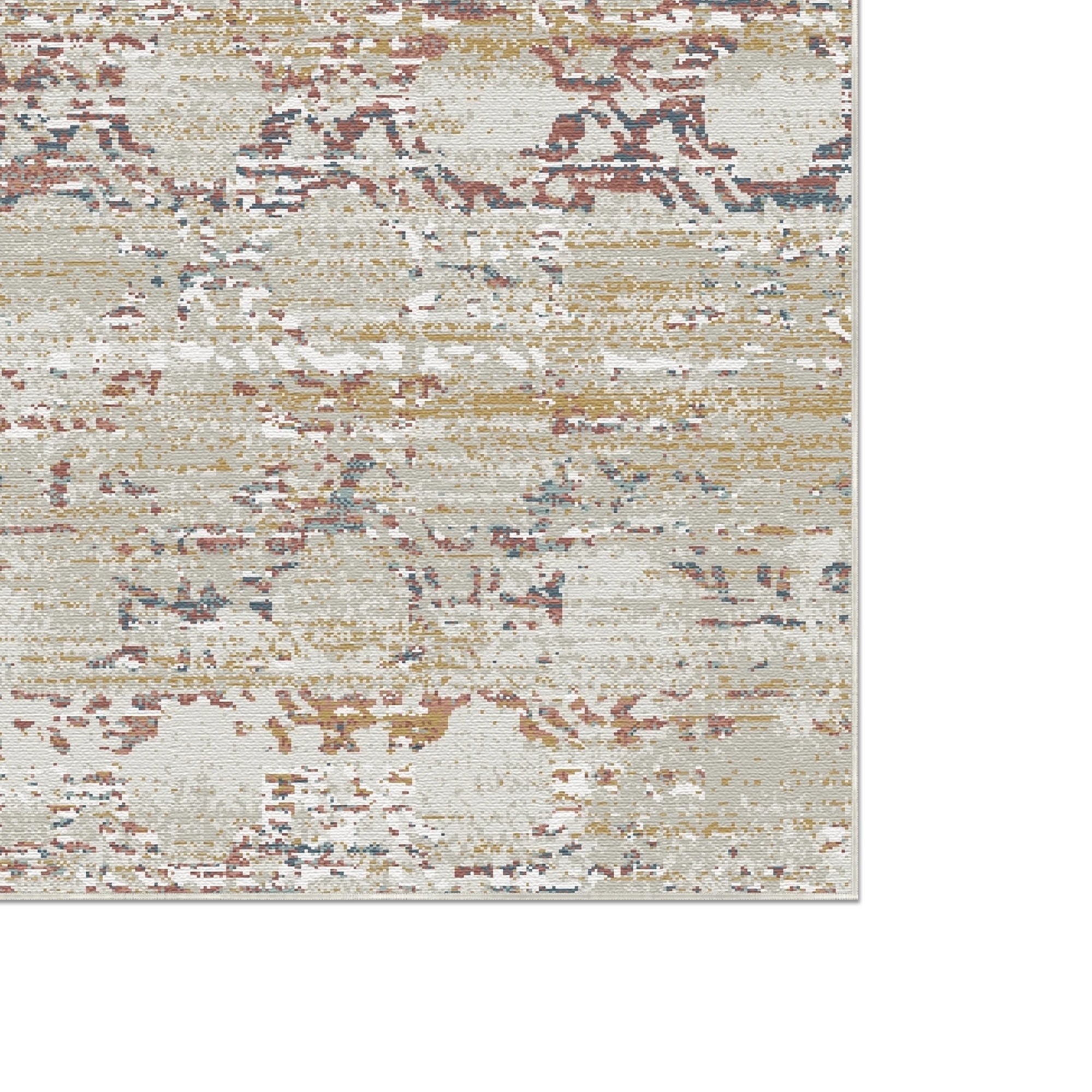 Abstrahierter Waschbarer Teppich Vergoldete Ringe