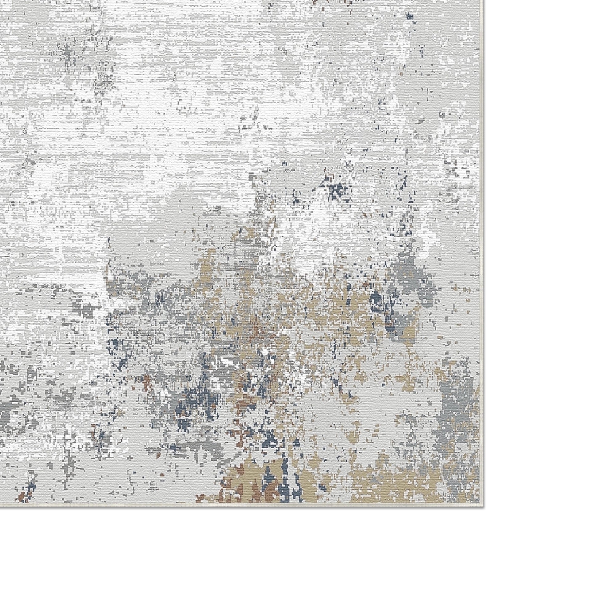 Abstrakter Teppich in Silber Schiefer Optik mit Used Look