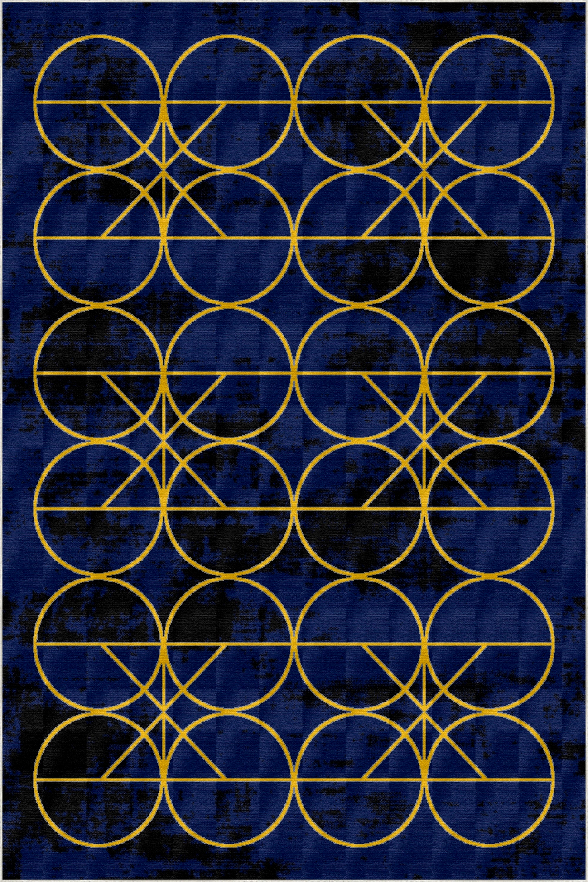 Geometrischer Teppich Midnight Gold Orbit