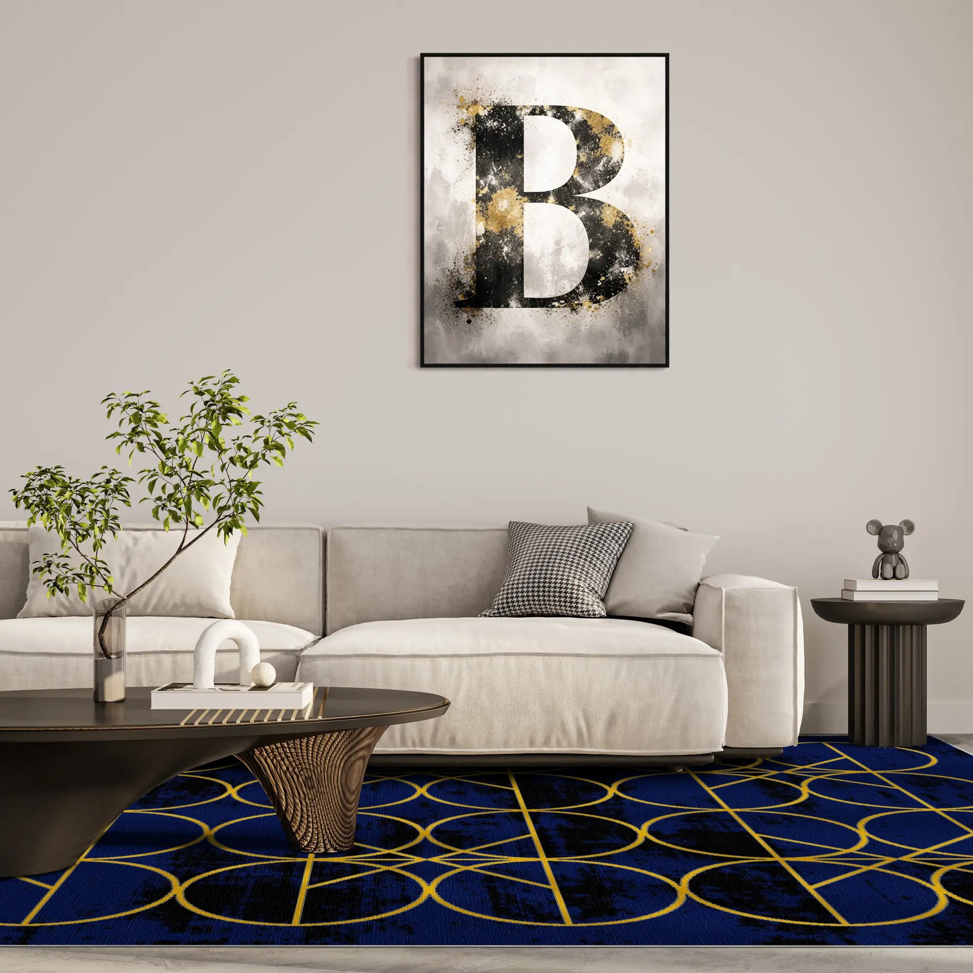 Mitternachtsgold Orbit Geometrischer Teppich