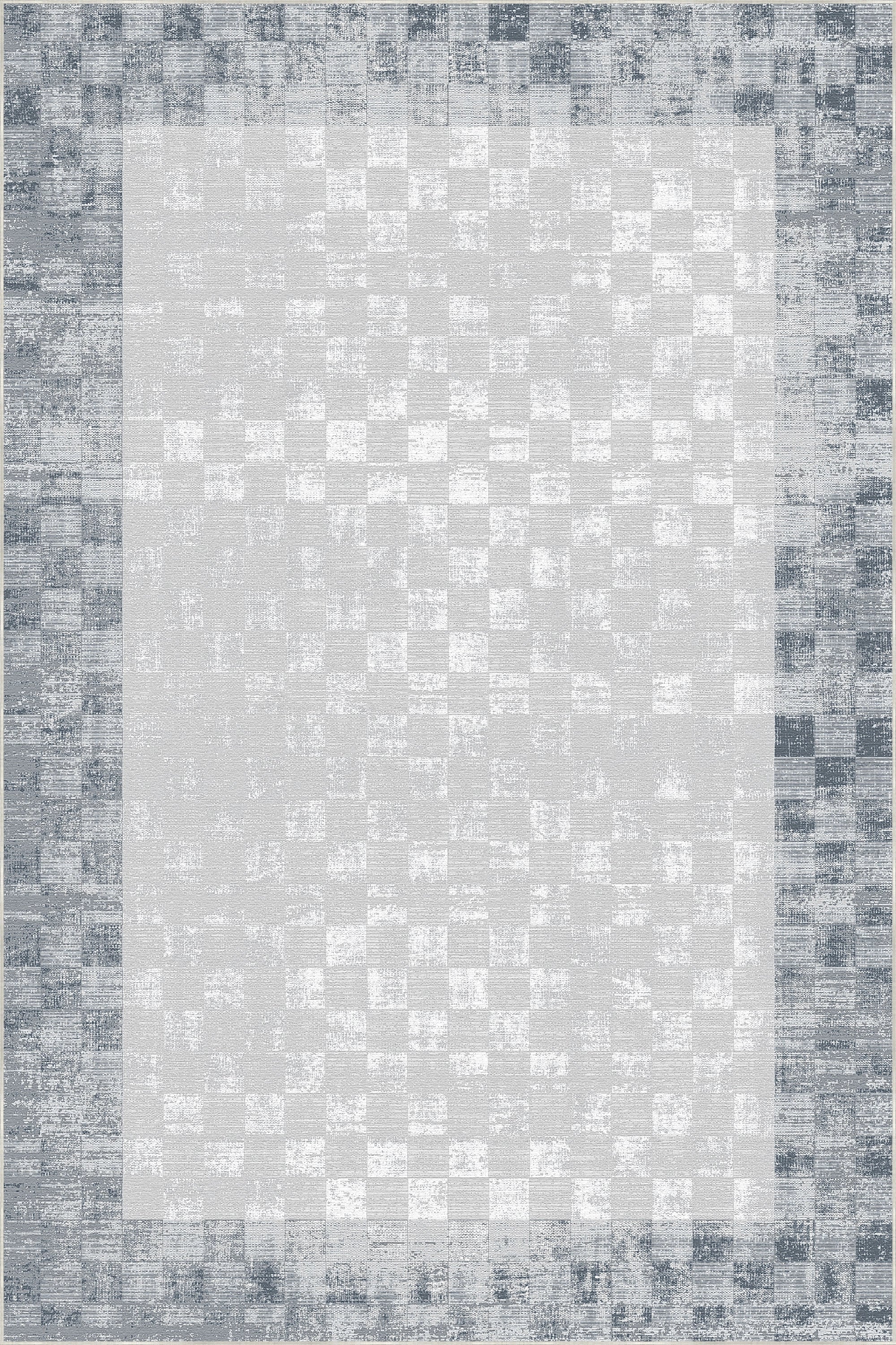 Abstrakter Teppich mit Silbernem Mosaikrand