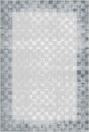 Silber Mosaik Umrandeter Abstrakter Teppich Silber