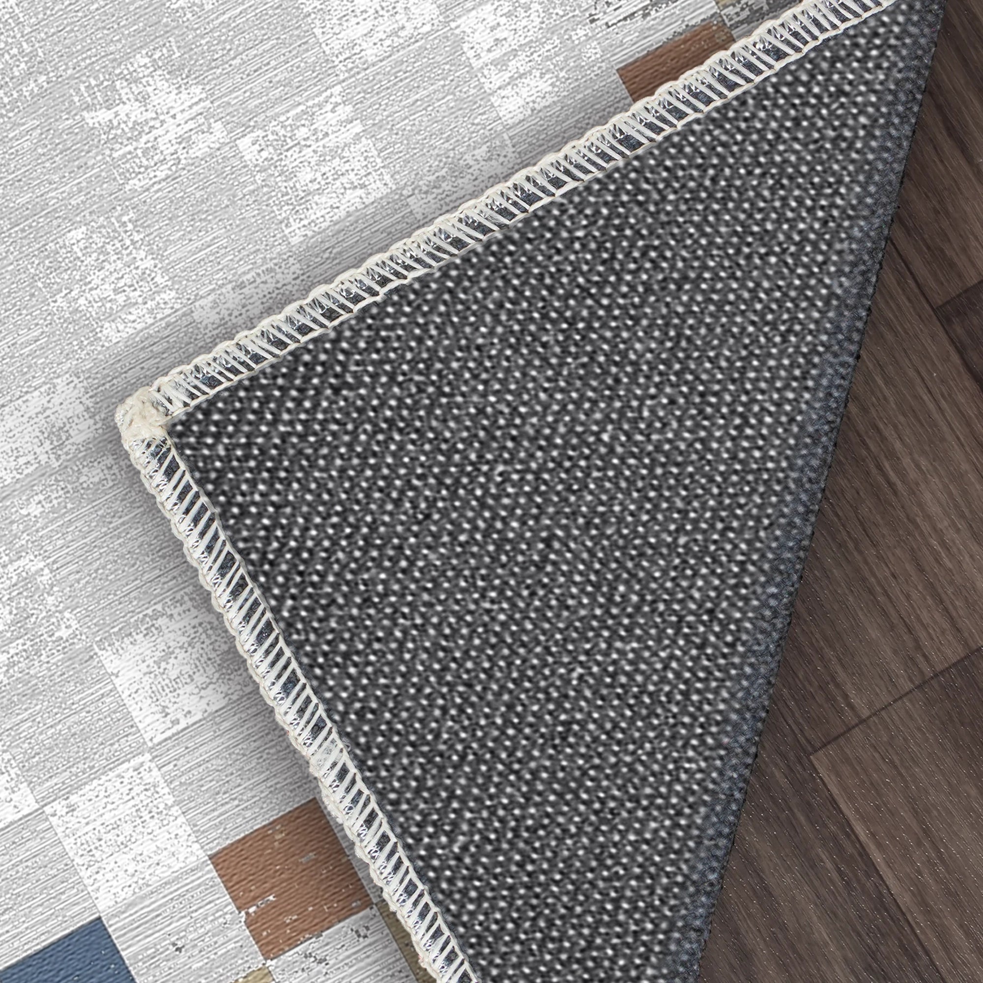 Terra Sapphire Mosaik Rand Abstrakter Teppich